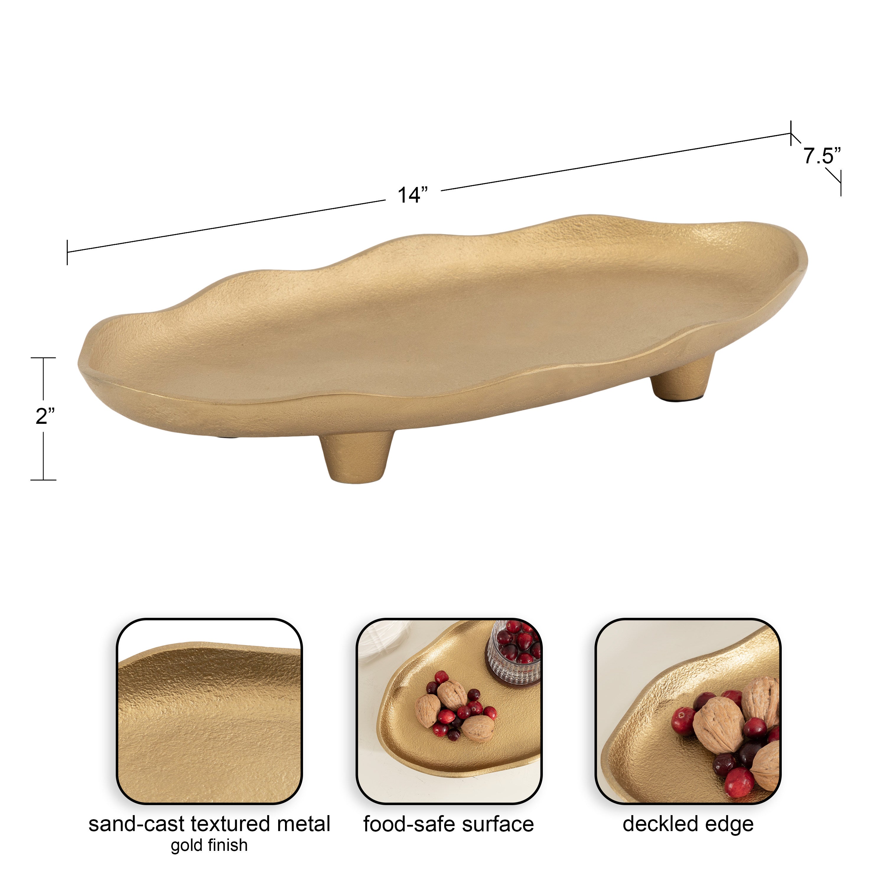 Serving Tray 14x8 Gold 2