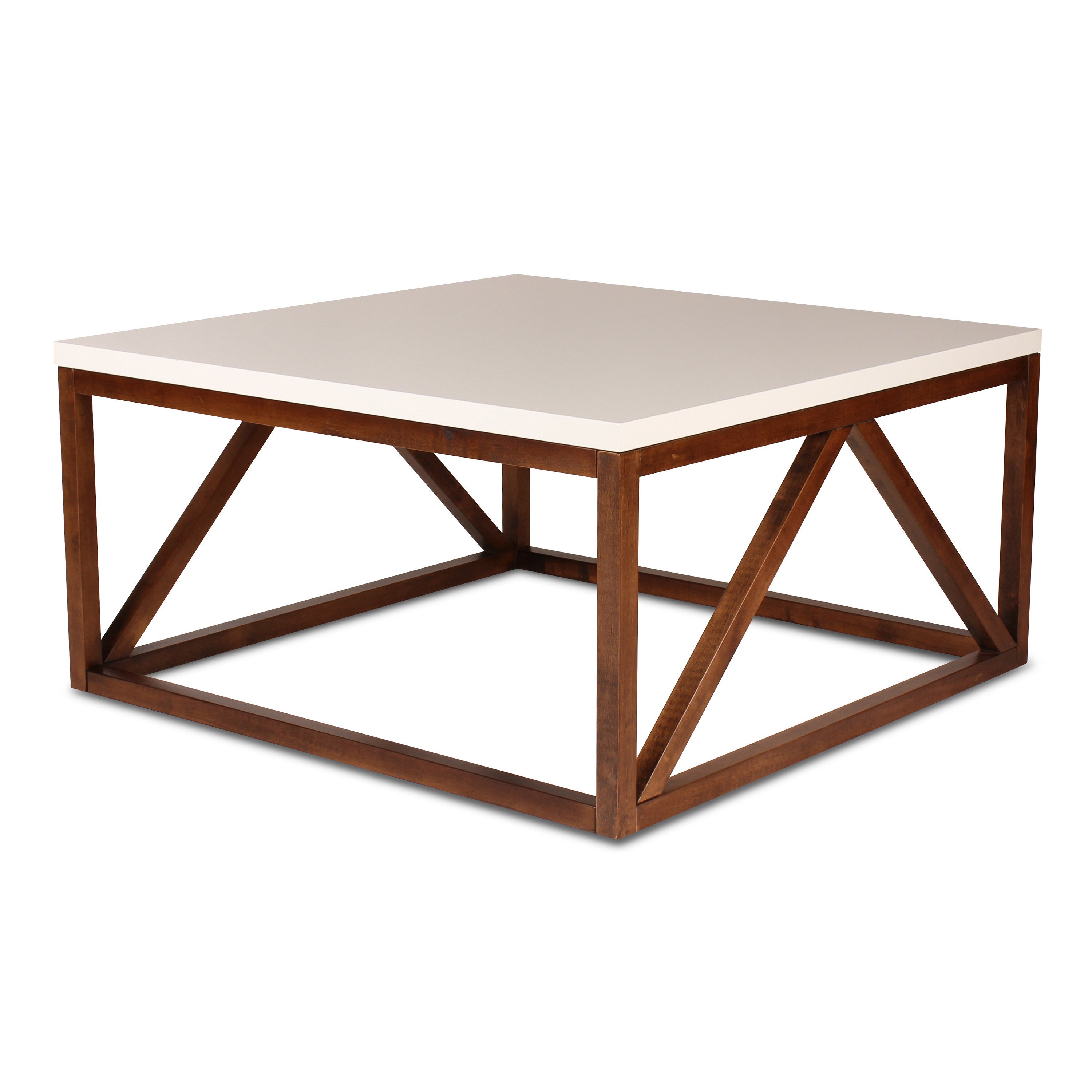 Coffee Table White Walnut Brown 36x36x18 1