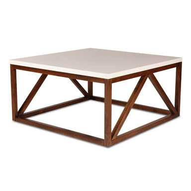 Coffee Table White Walnut Brown 36x36x18 1