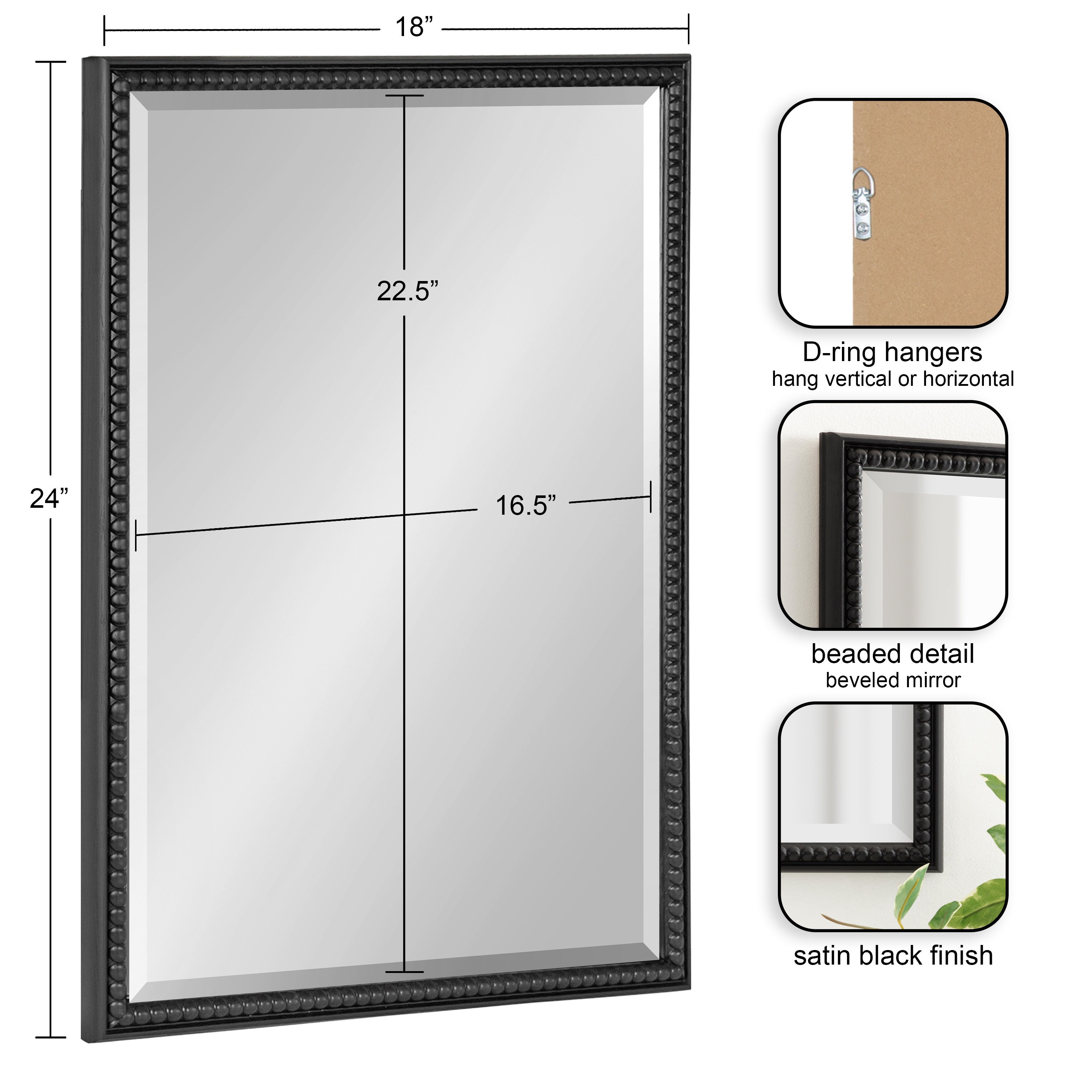 Rectangle Mirror Black 18x24 2