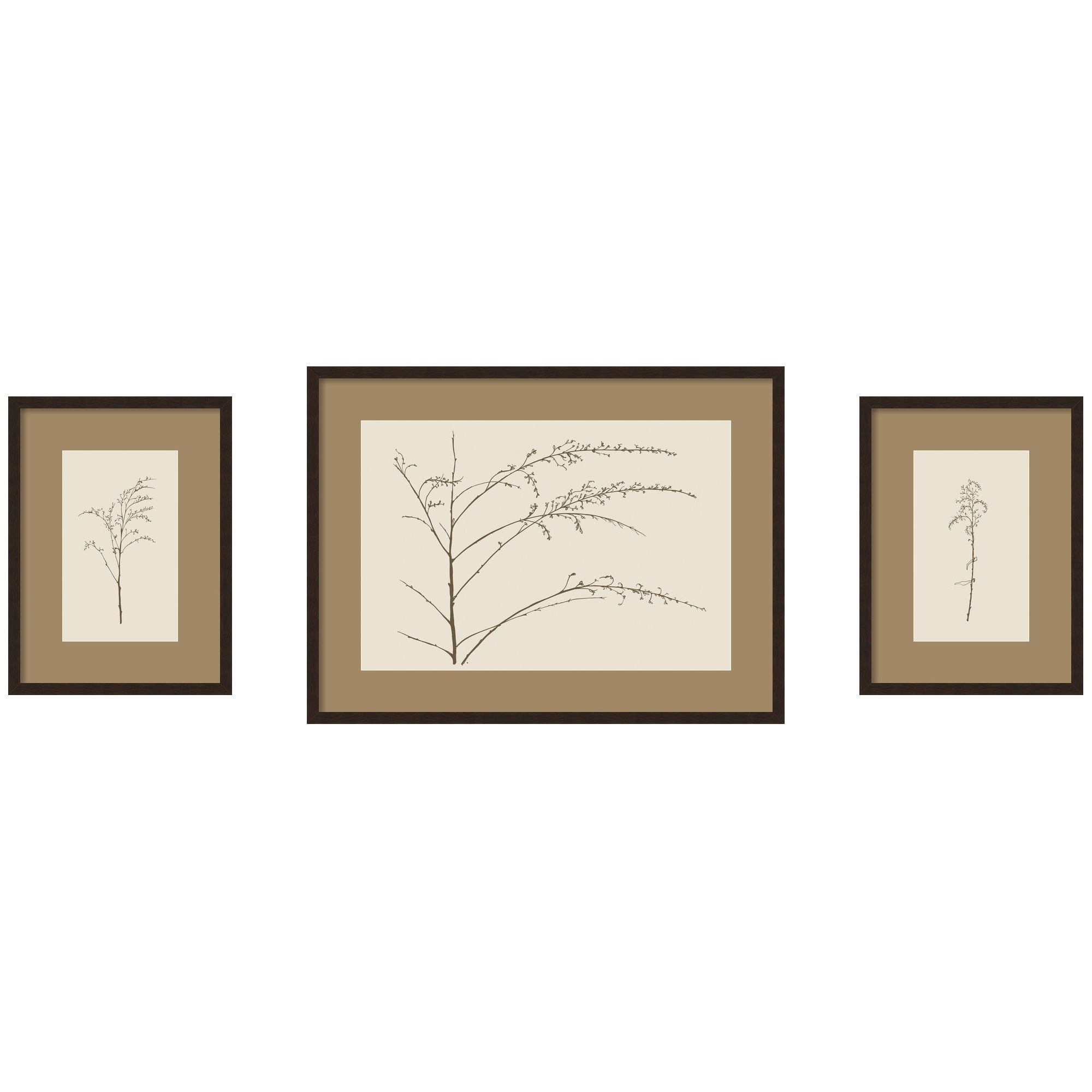 Framed Art Set 3 Piece Set 15x20/24x32 Carlisle Espresso Narrow 1