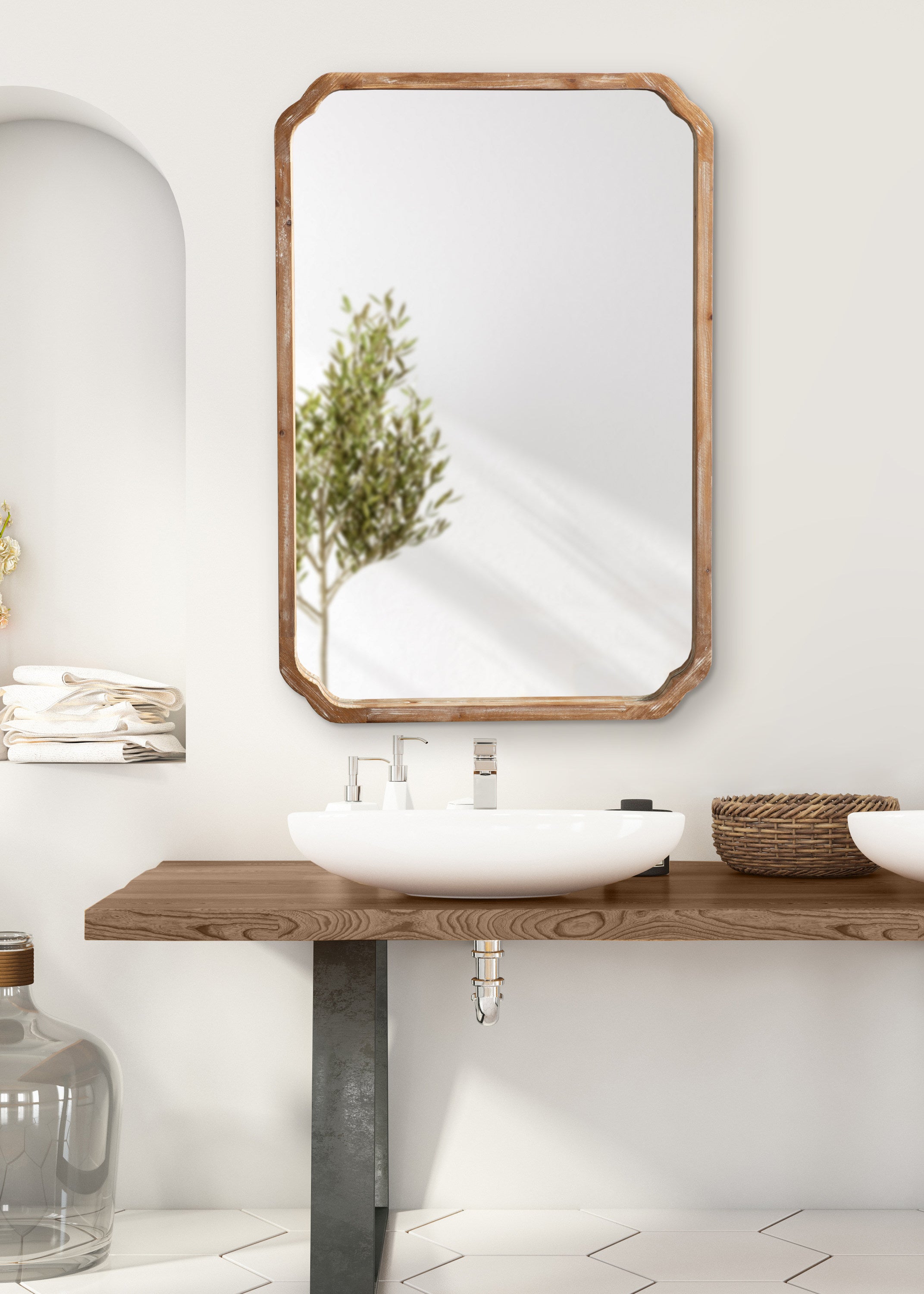 Scallop Mirror Rustic Brown 24x36 6