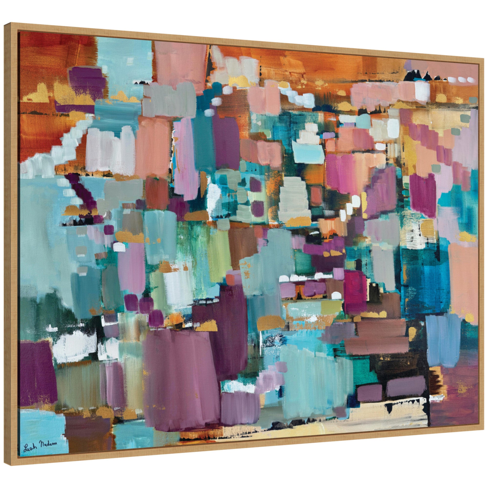 Sylvie Gemstones in Jewel Tones Framed Canvas by Leah Nadeau