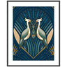Framed Art Art Deco Herons Blue by Carey Copeland