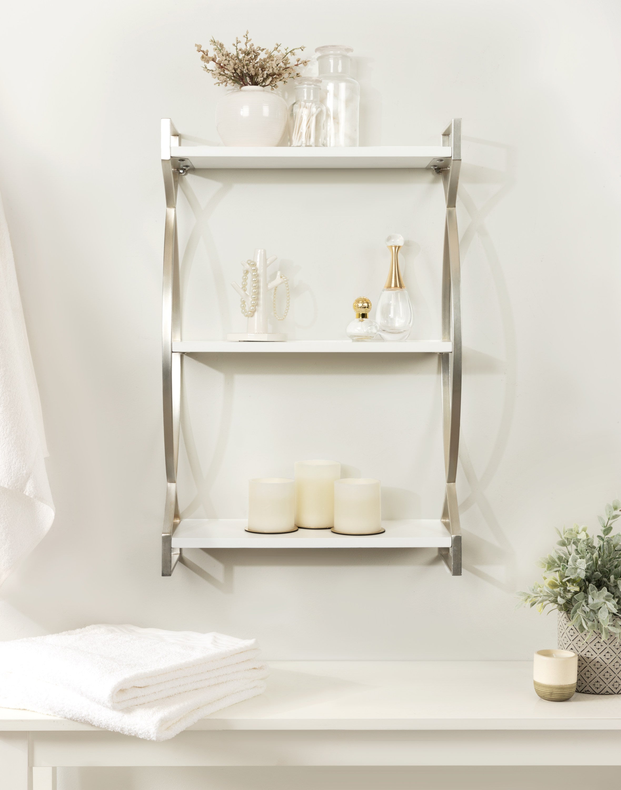 Accent Shelf 18x7x28 Silver White 7