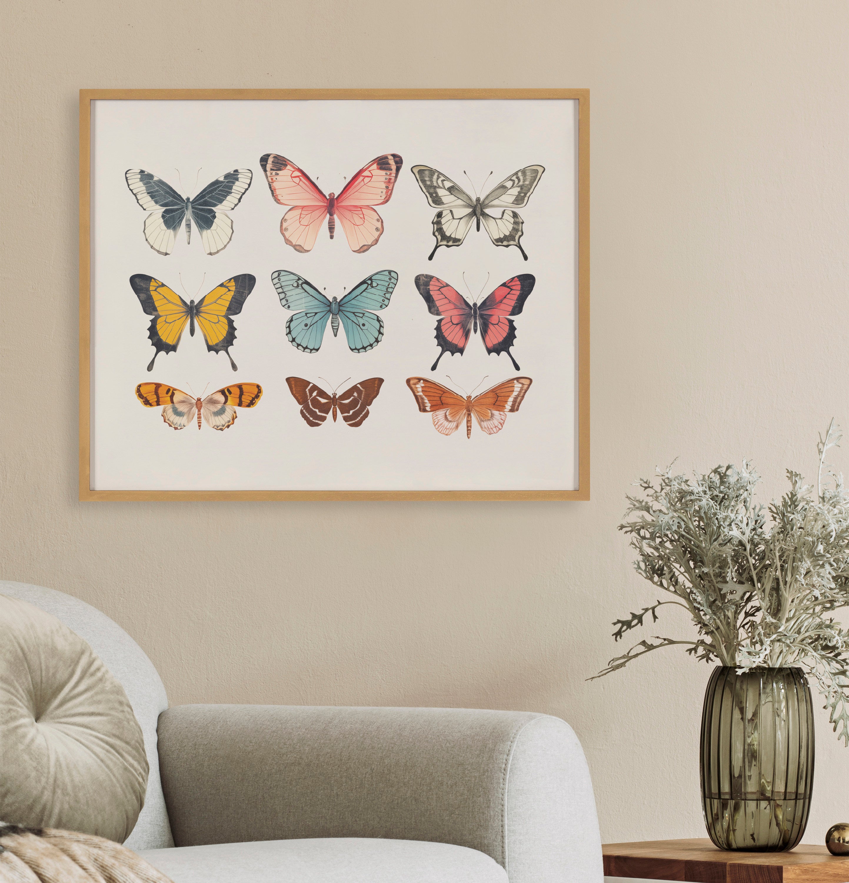 Gallery Vintage Style Muted Pastel Butterflies II Print by The Creative Bunch Studio