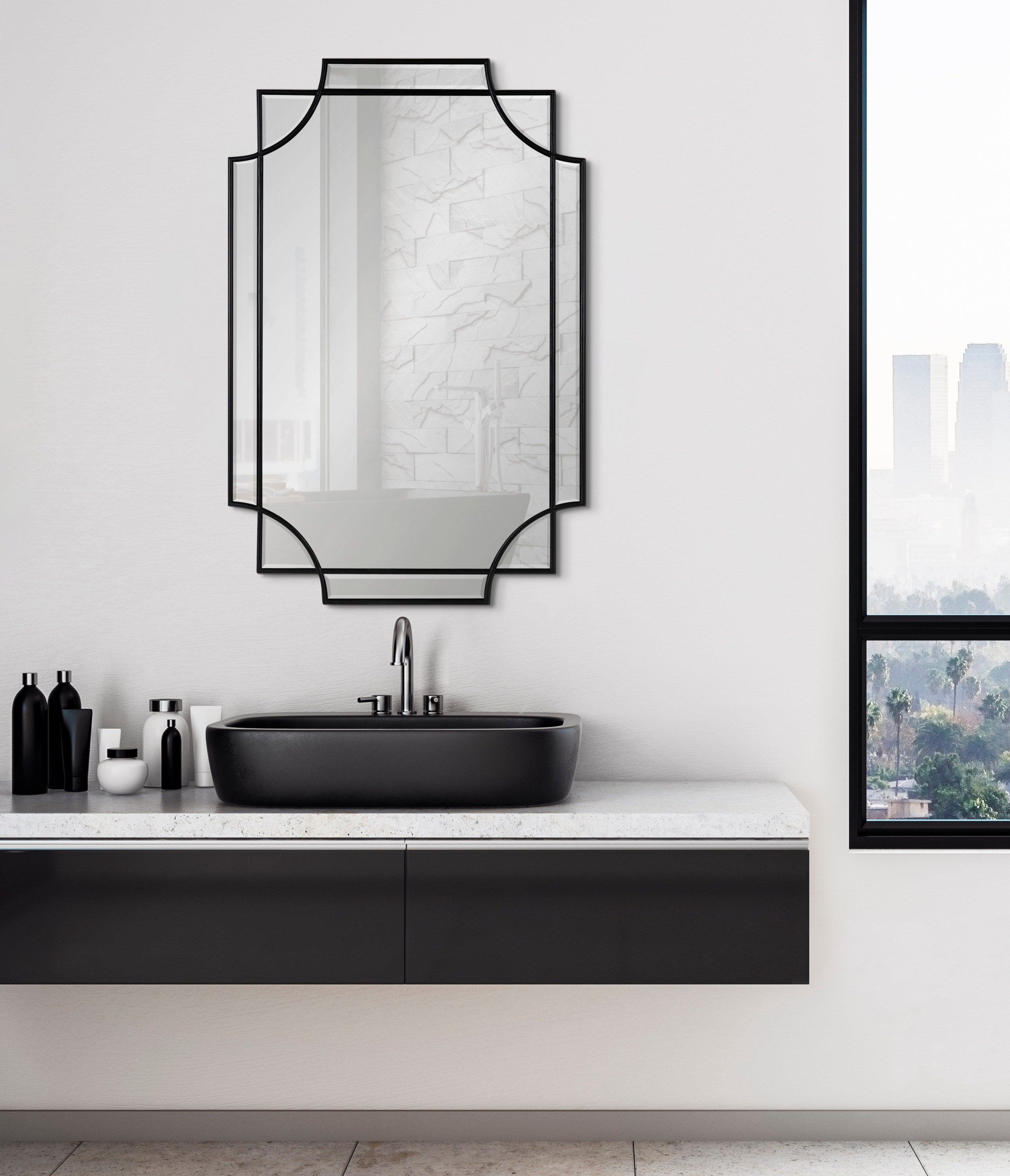 Scallop Mirror 24x36 Black 6