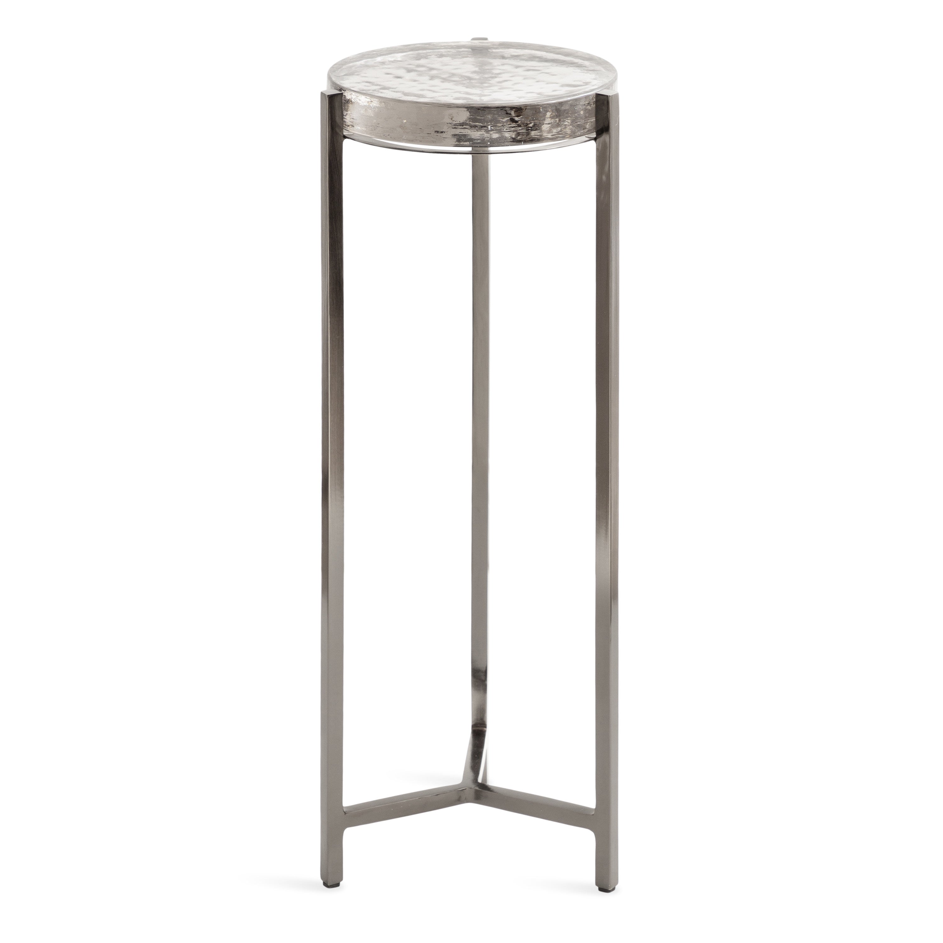 Drink Table Clear Pewter 9x9x23 1
