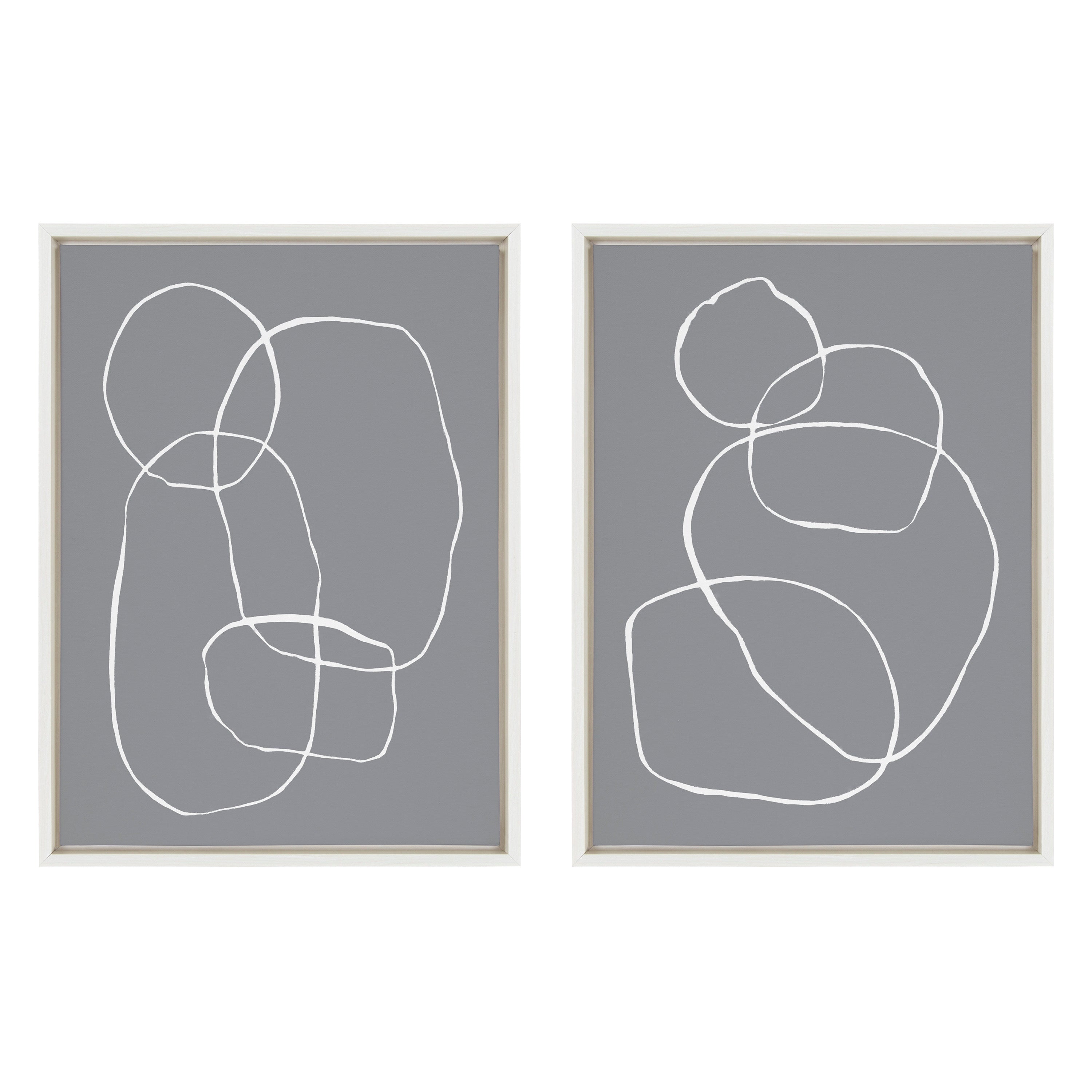 Sylvie Gray Going in Circles Framed Canvas Set by Teju Reval of SnazzyHues