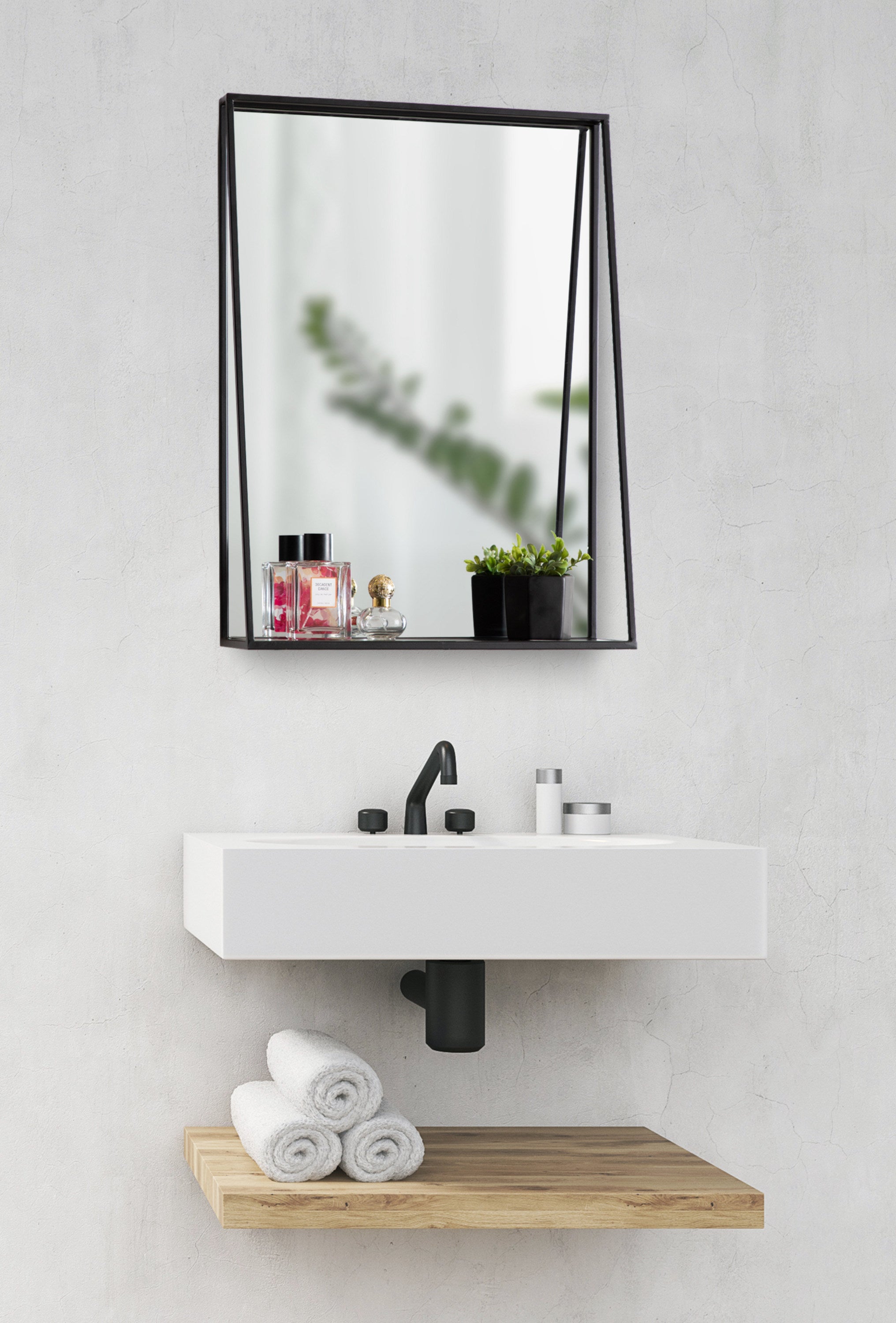 Lintz Metal Framed Mirror with Shelf