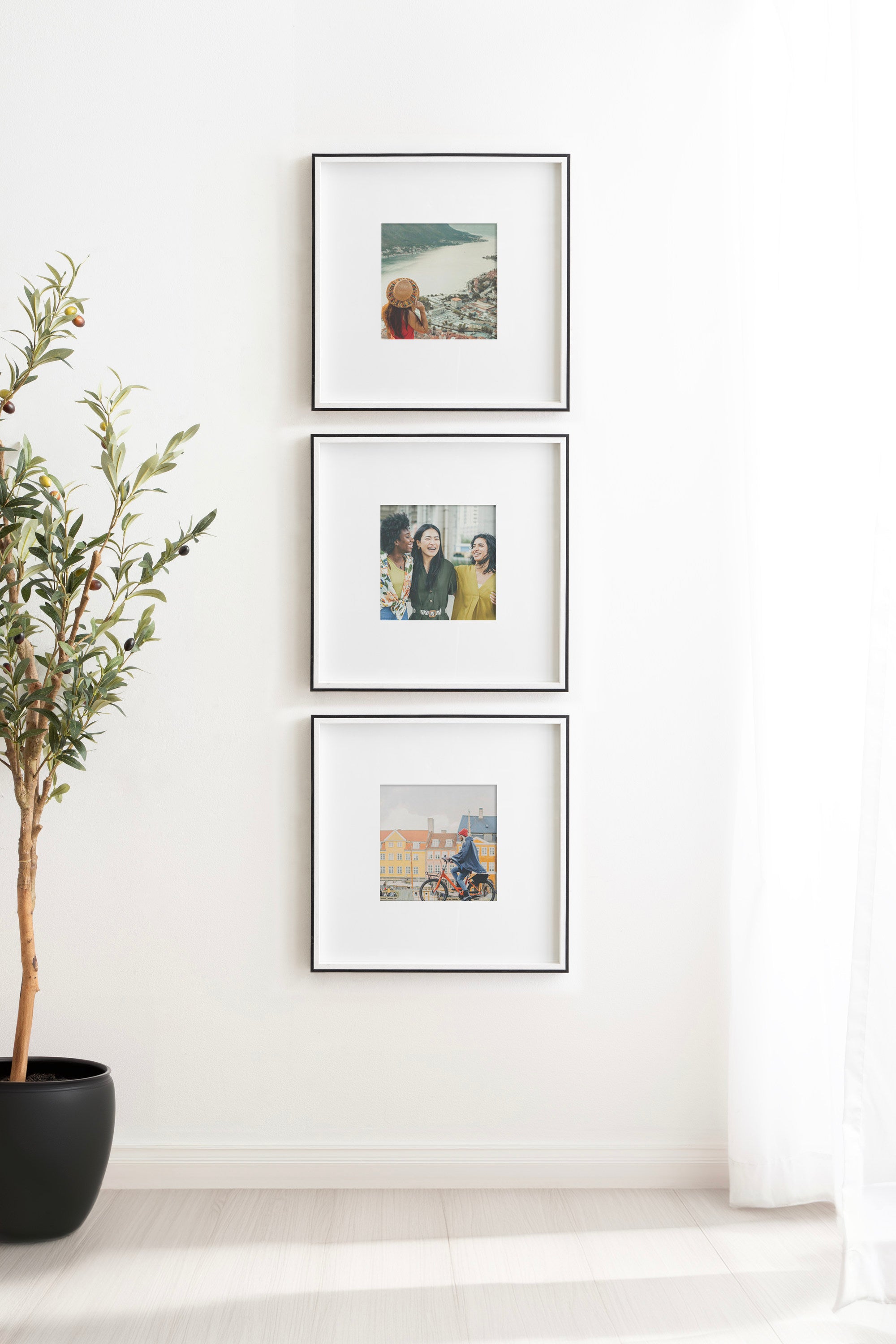 Wall Frame 16x16 matted to 8x8 Black White 7