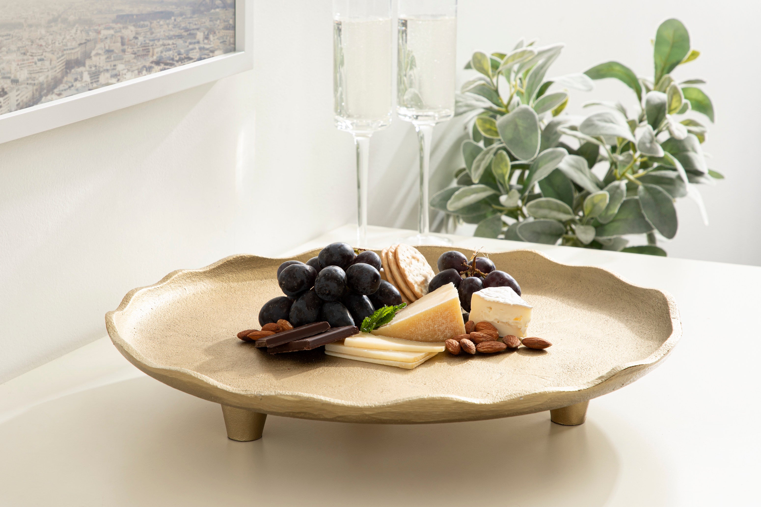 Serving Tray 16" Diameter Gold 7
