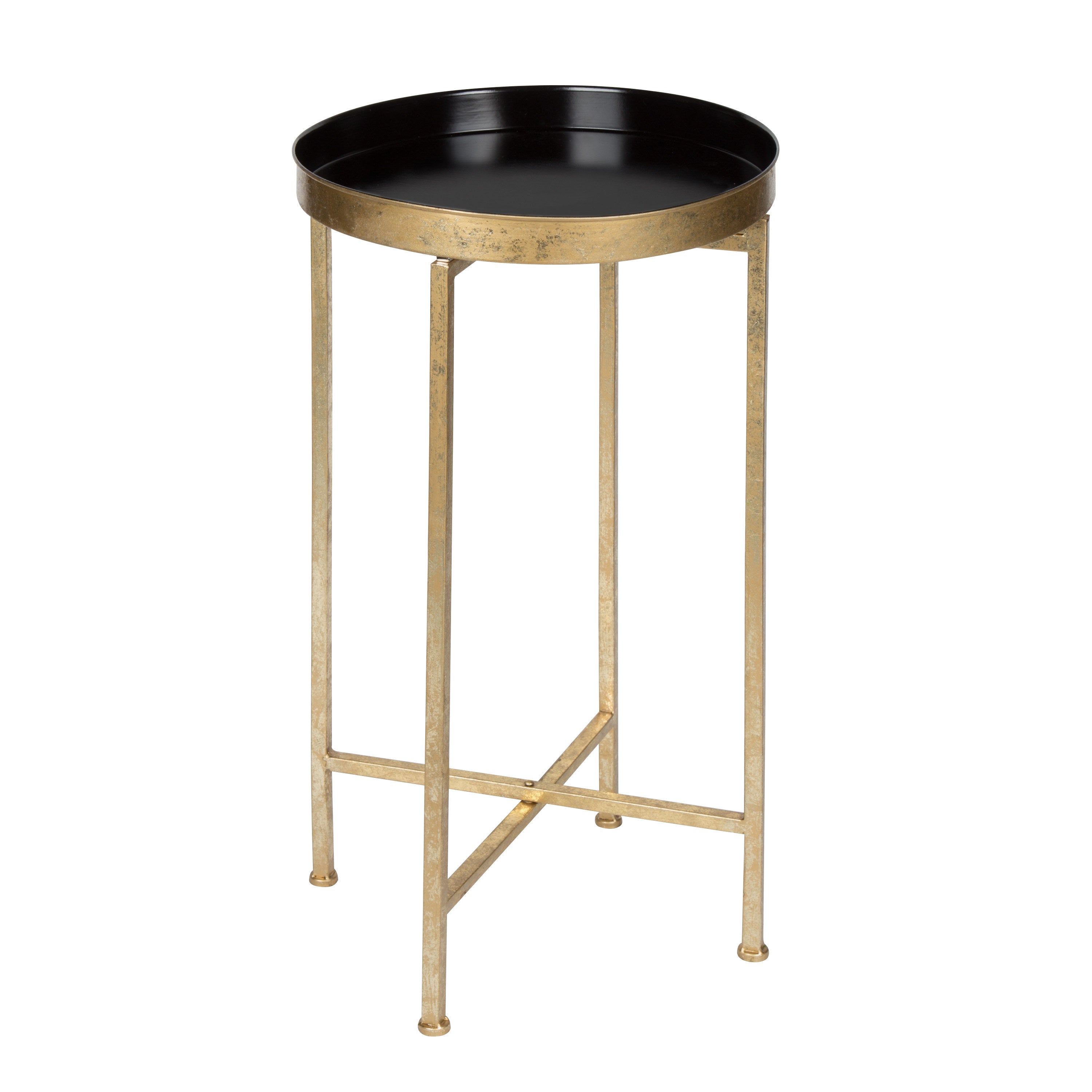 Tea Table Gold Black 14x14x26 1
