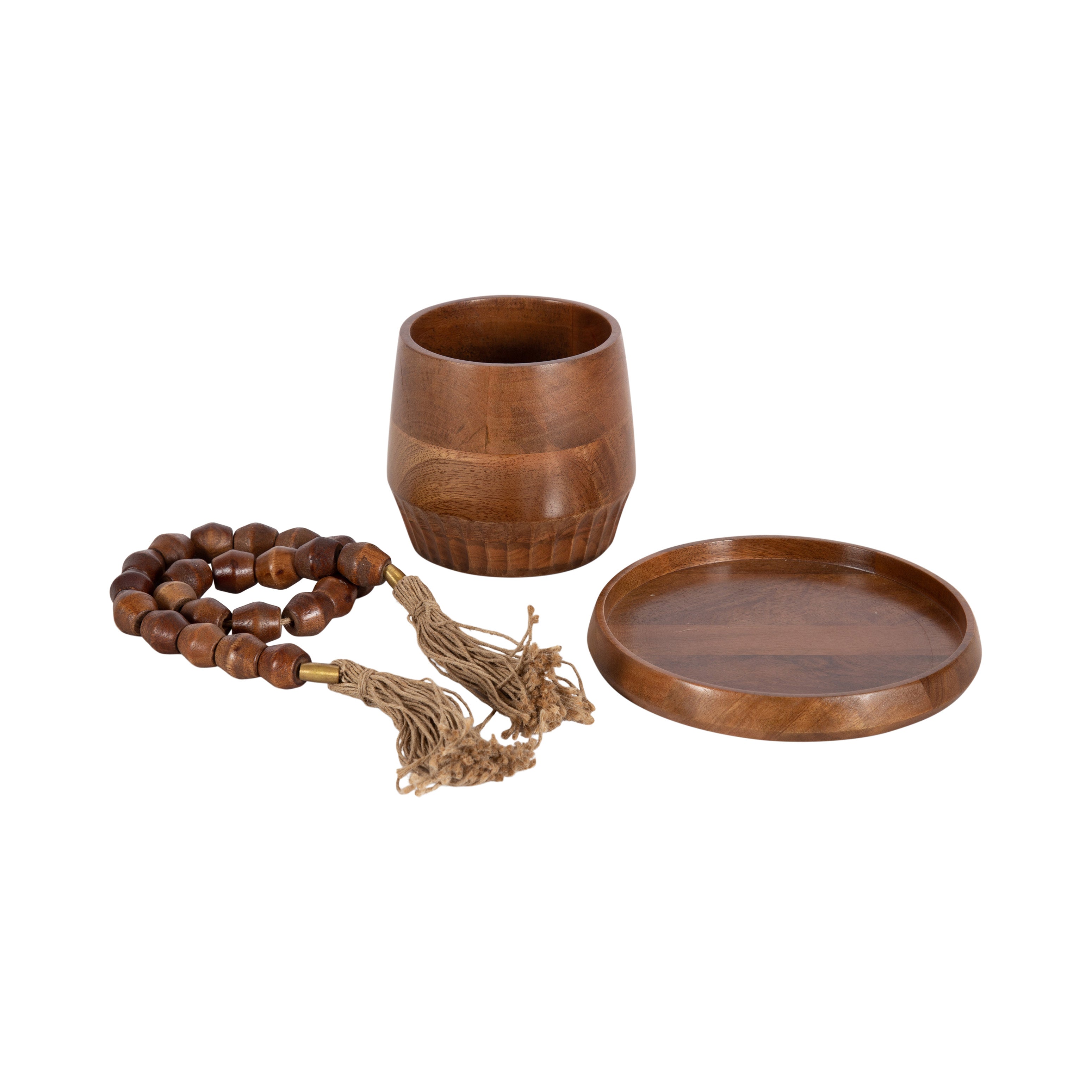 Decorative Accessory Set Walnut Brown 3 Piece 1