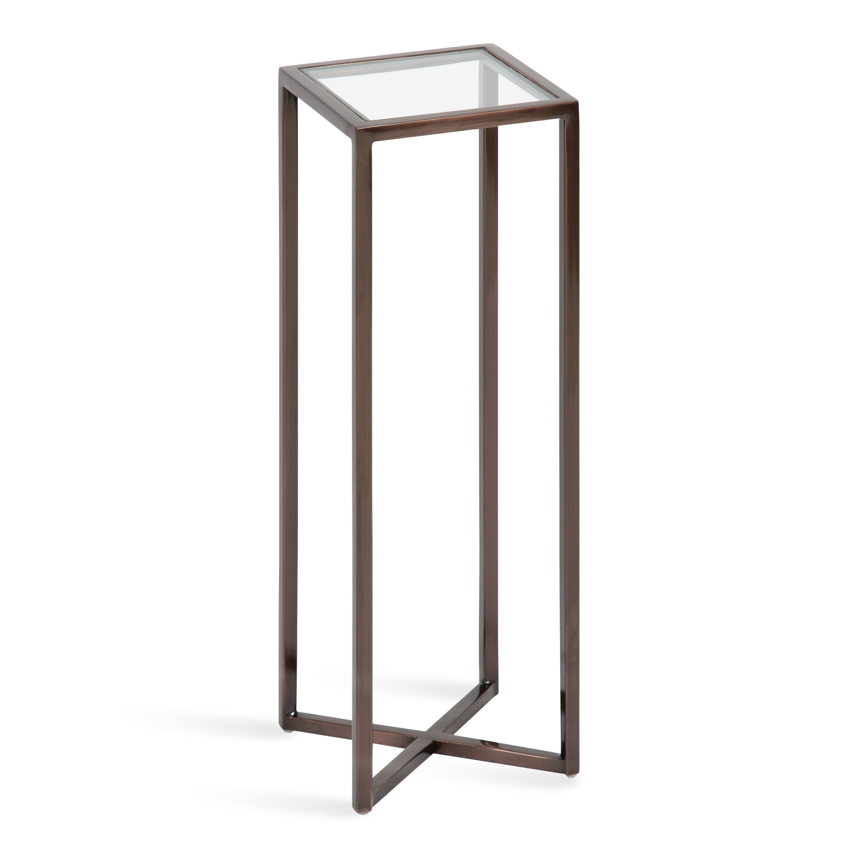 Side Table Clear Bronze 7x7x21 1