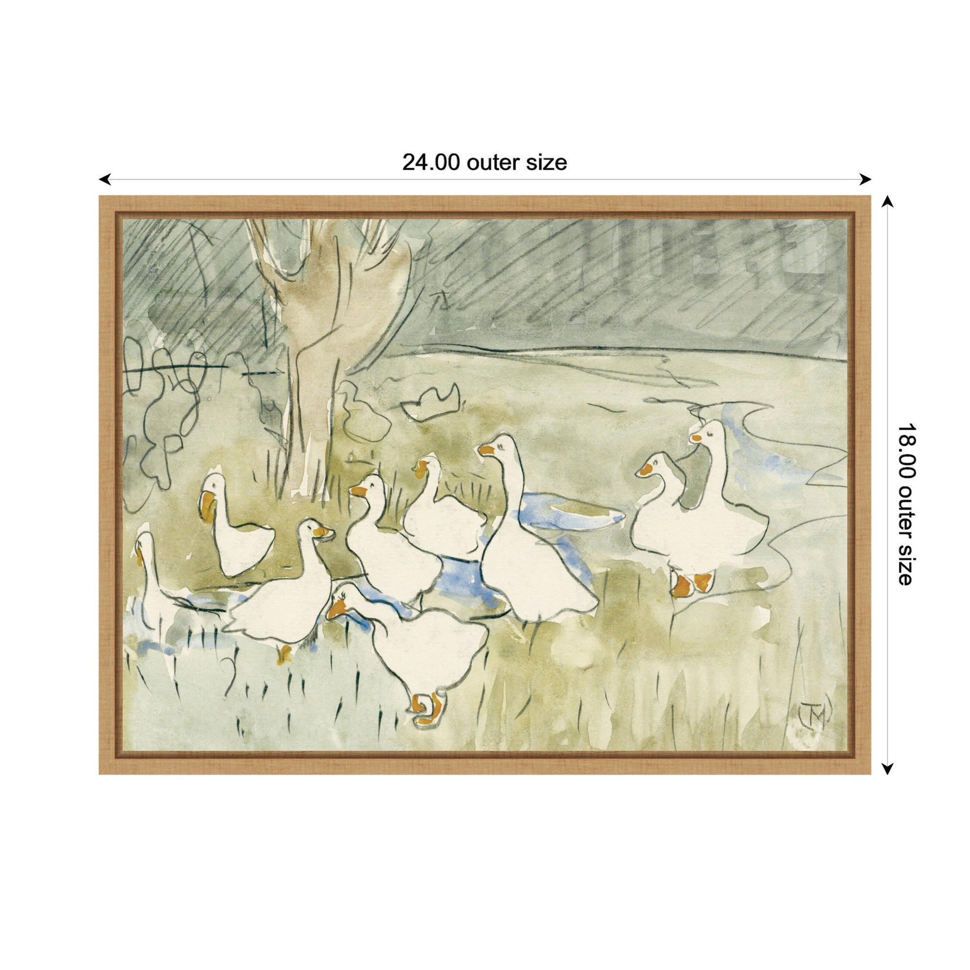 Ducks 1917 Theo van Hoytema by Nostalgia Prints Framed Canvas Wall Art Print