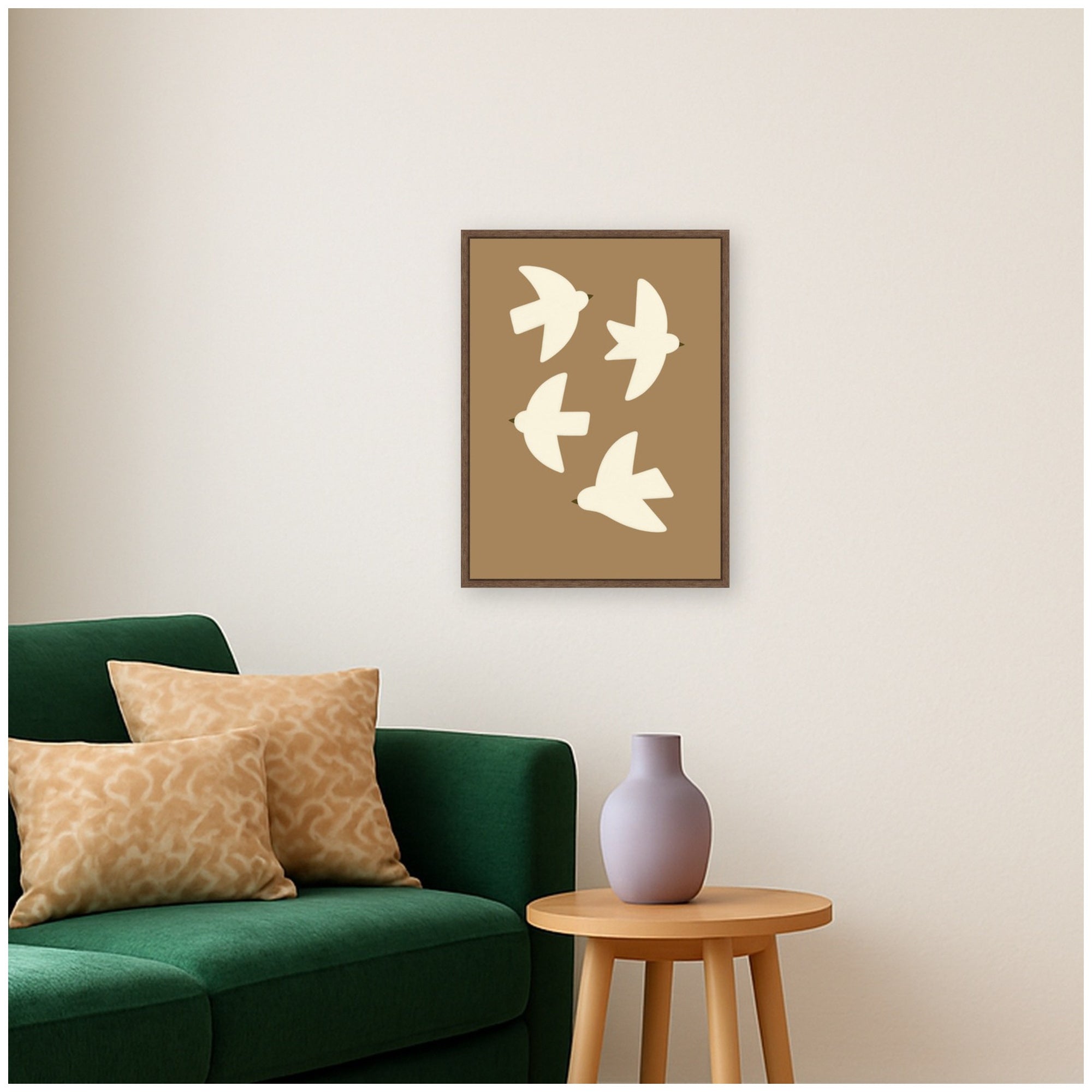 Minimalist Birds Poster 2 Brown by Laura Moss Framed Canvas Wall Art Print