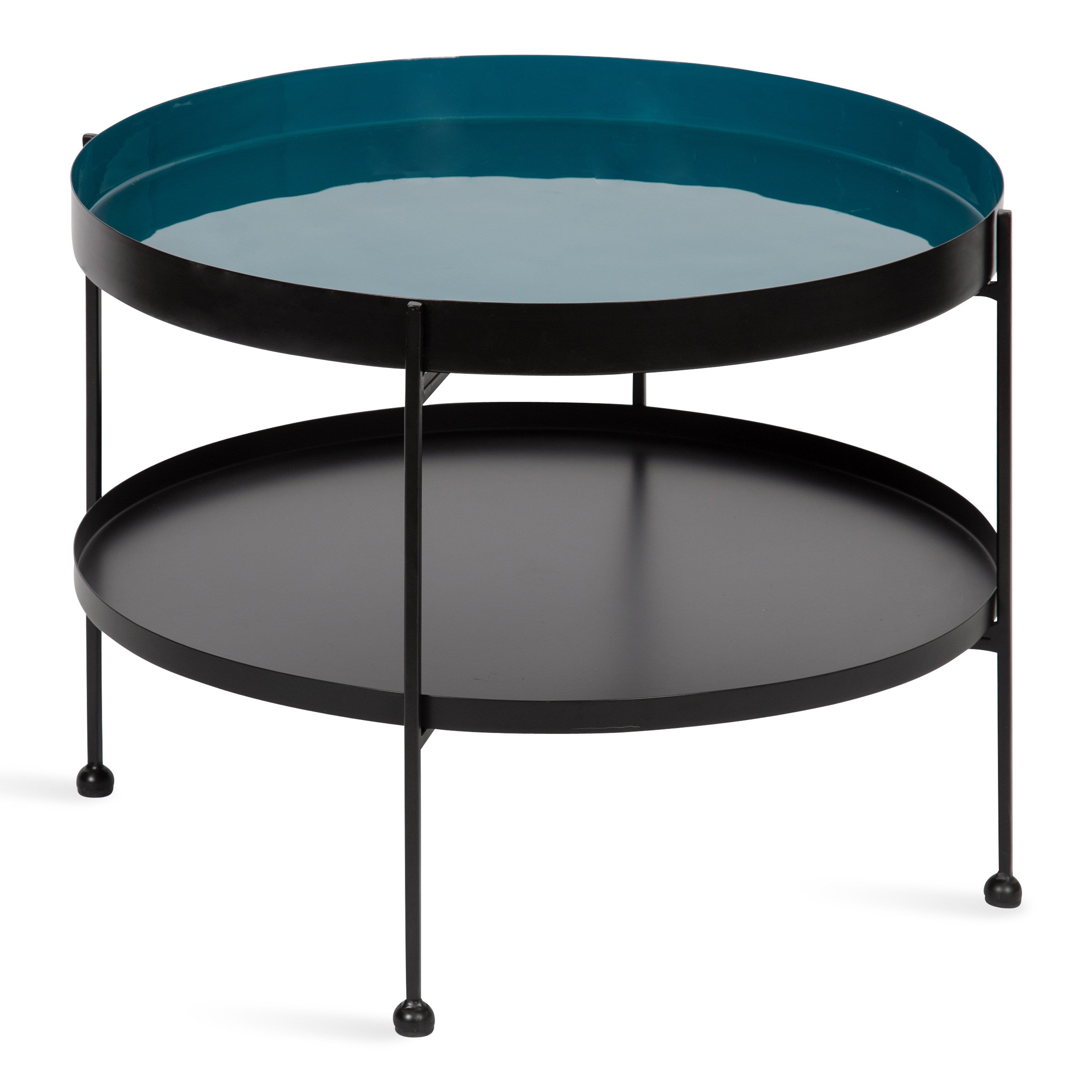 Coffee Table 26" Diameter Teal Black 1