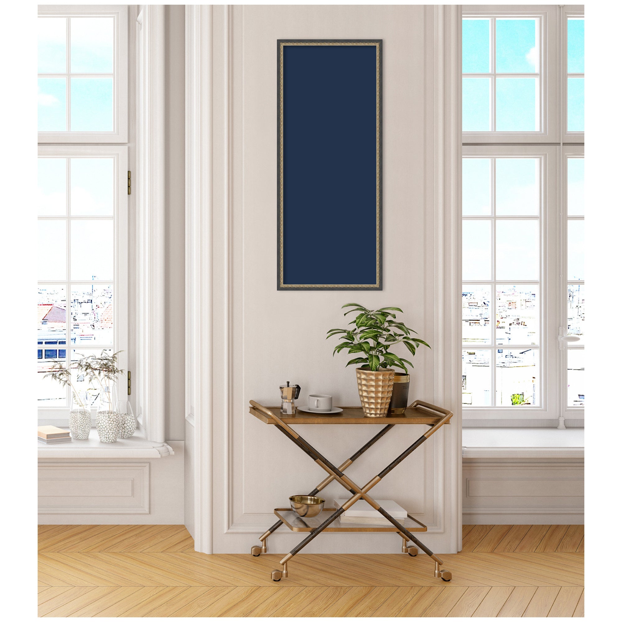 Framed Fabric Pinboard Midnight Harbor Blue Wall Organization