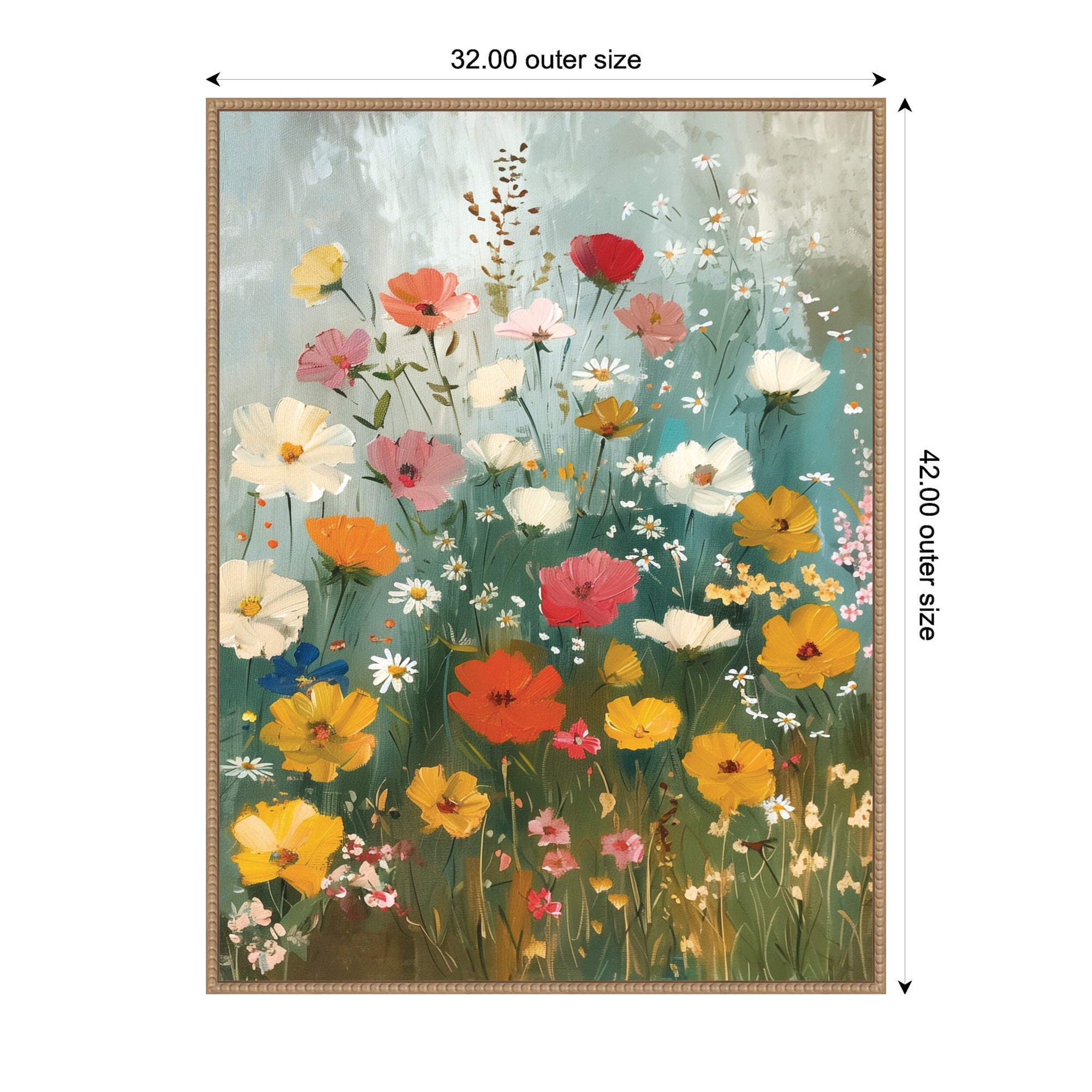 Framed Canvas 32x42 Sylvie Beaded Rustic Natural 2