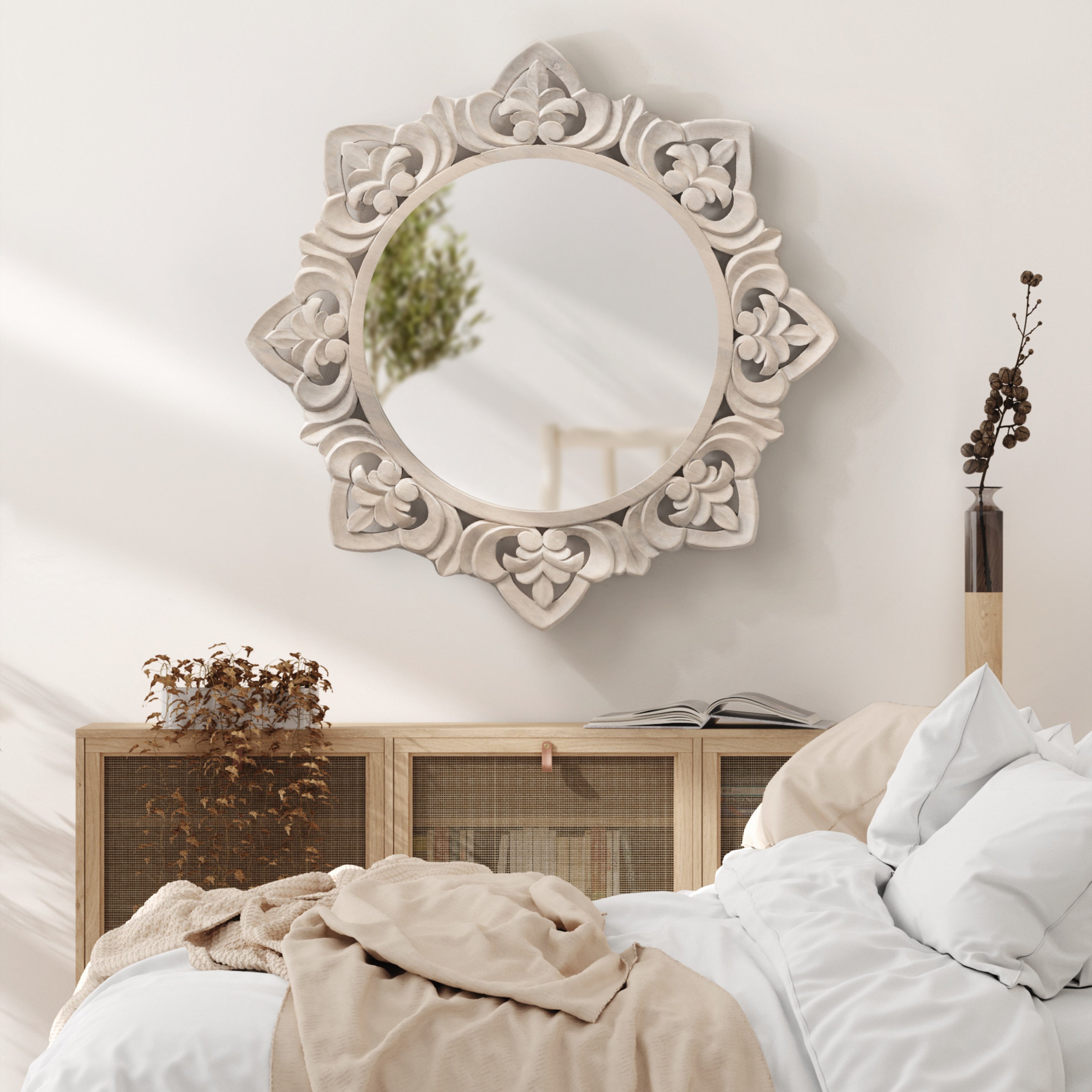 Decorative Mirror Natural Beige 28x28 7