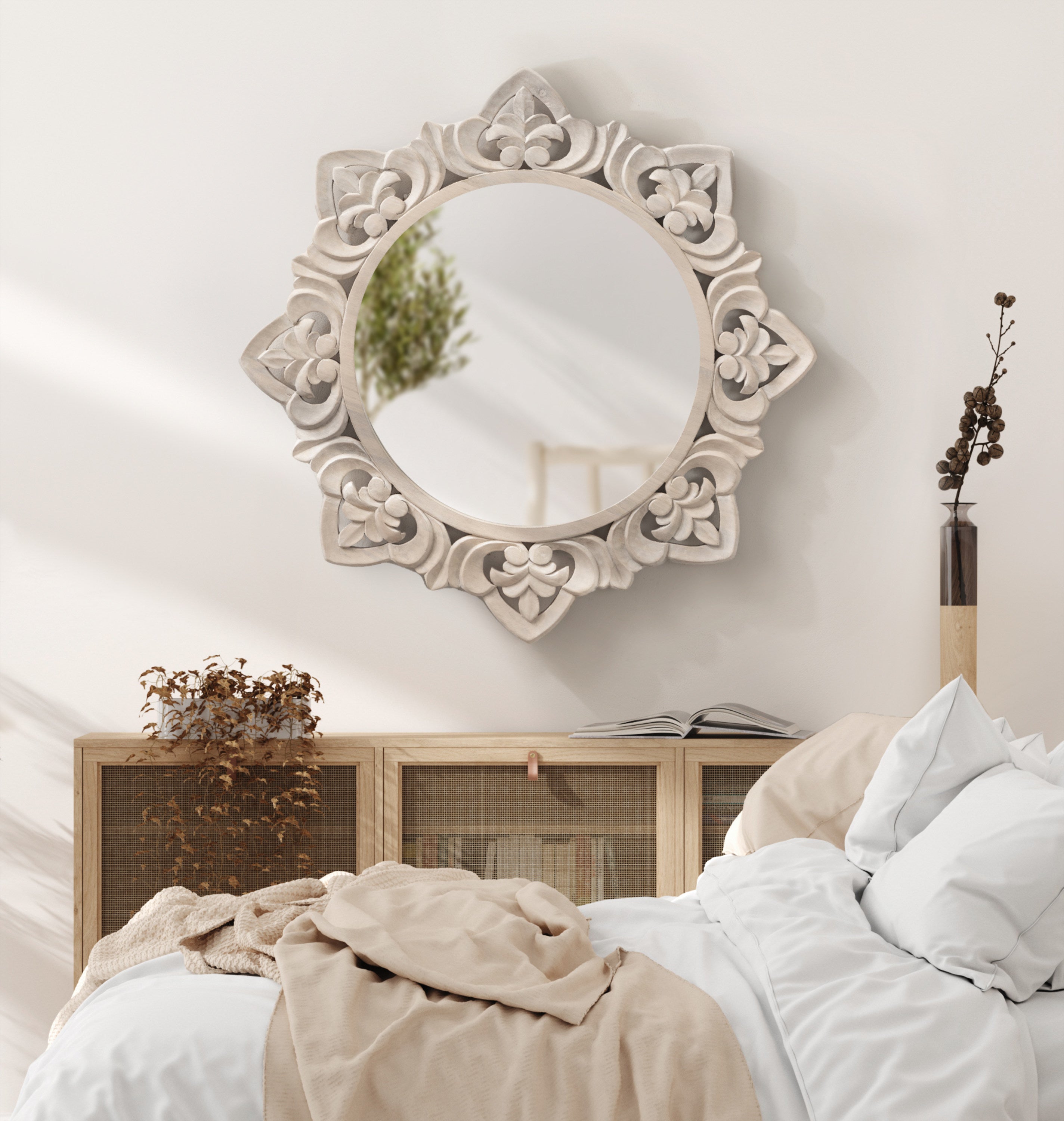 Decorative Mirror Natural Beige 28x28 7