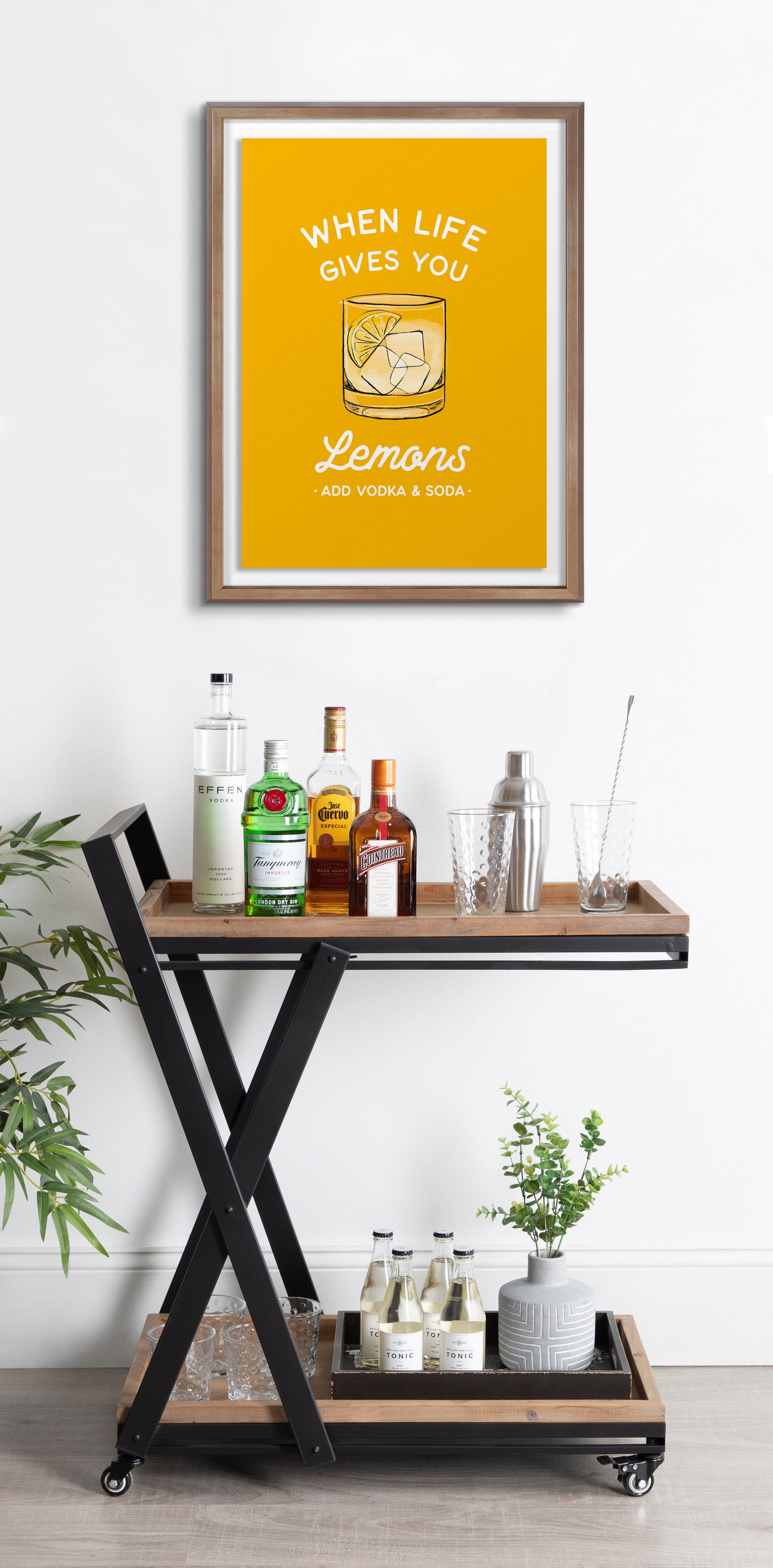 Blake When Life Gives You Lemons Yellow Framed Printed Glass by The Creative Bunch Studio