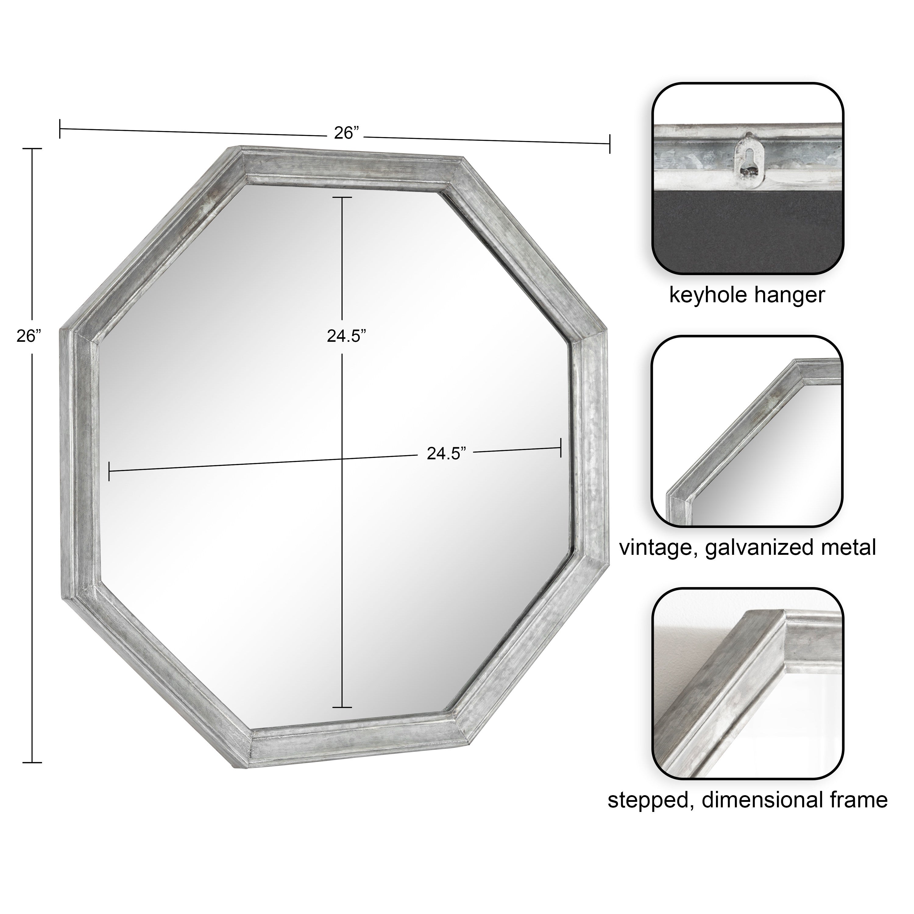 Octagon Mirror Silver 26x26 2