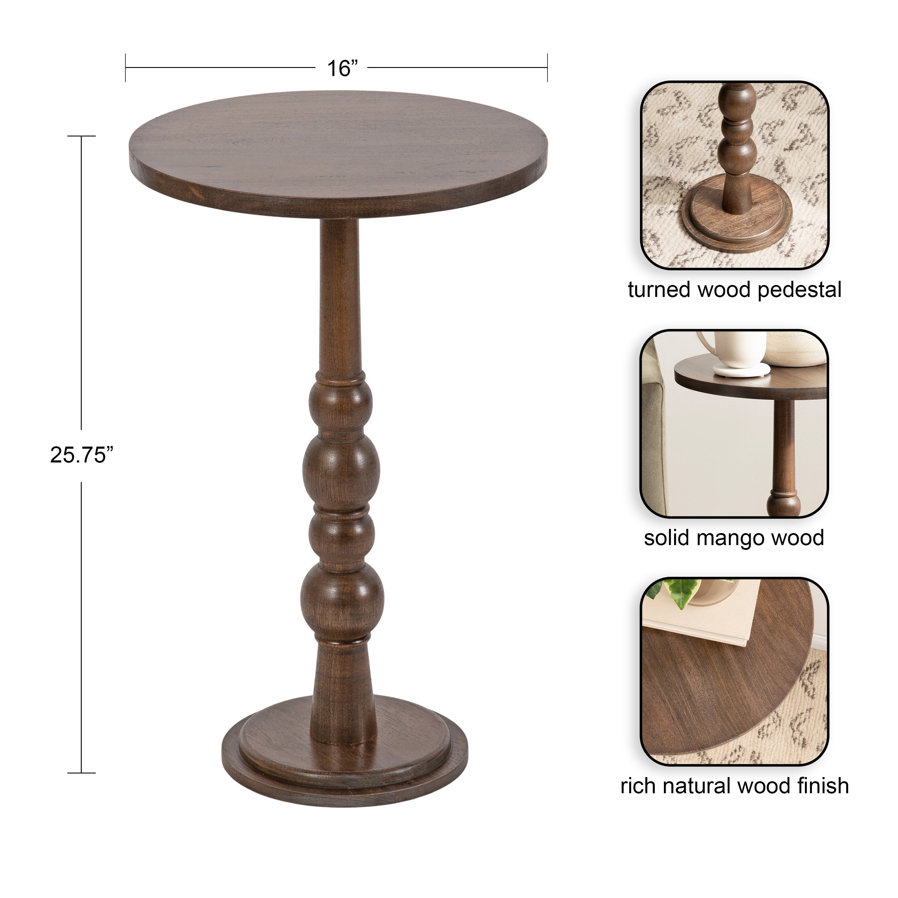 Side Table Brown 16x16x26 2