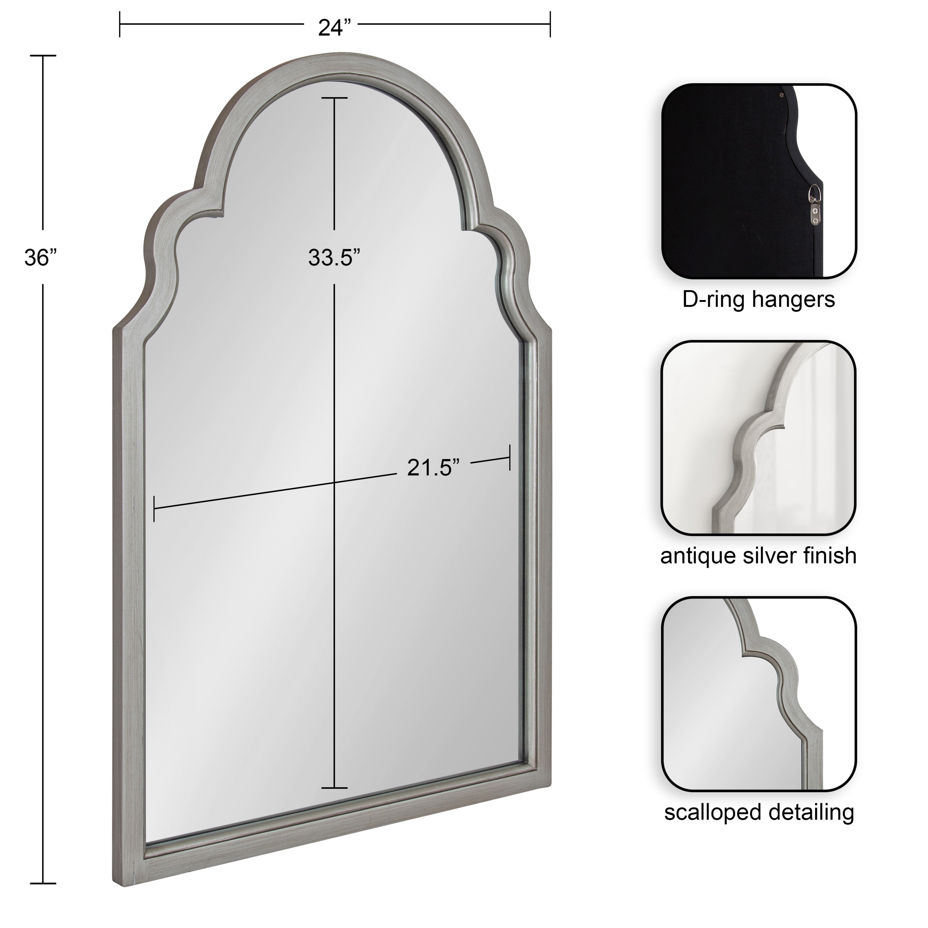 Arch Mirror Silver 24x36 2