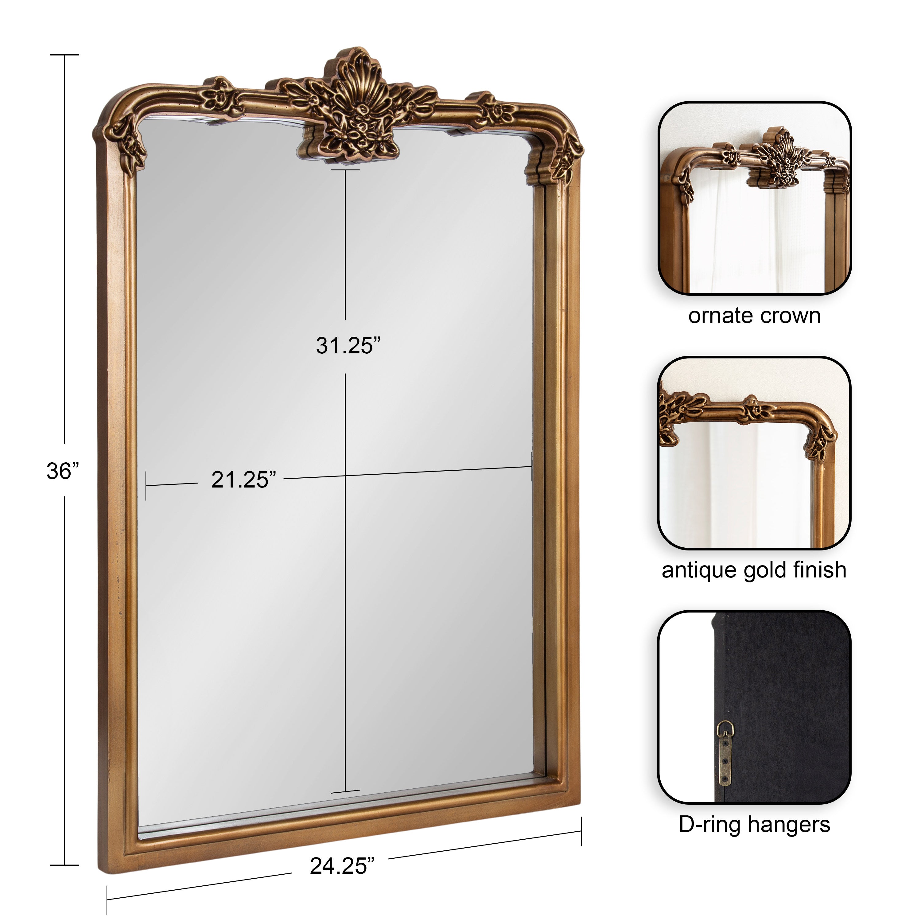 Rectangle Mirror Gold 25x36 2