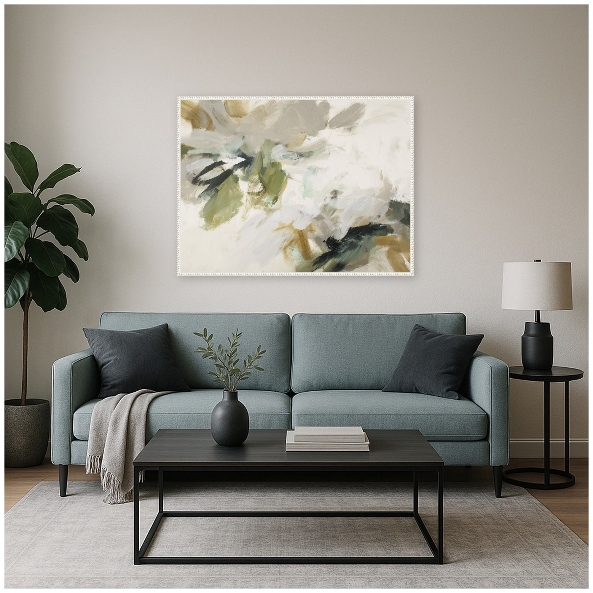 Framed Canvas Sylvie Beaded White 42x32 6