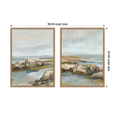 Art Set 2 Piece Set 18x24 Sylvie Beaded Rustic Natural 2
