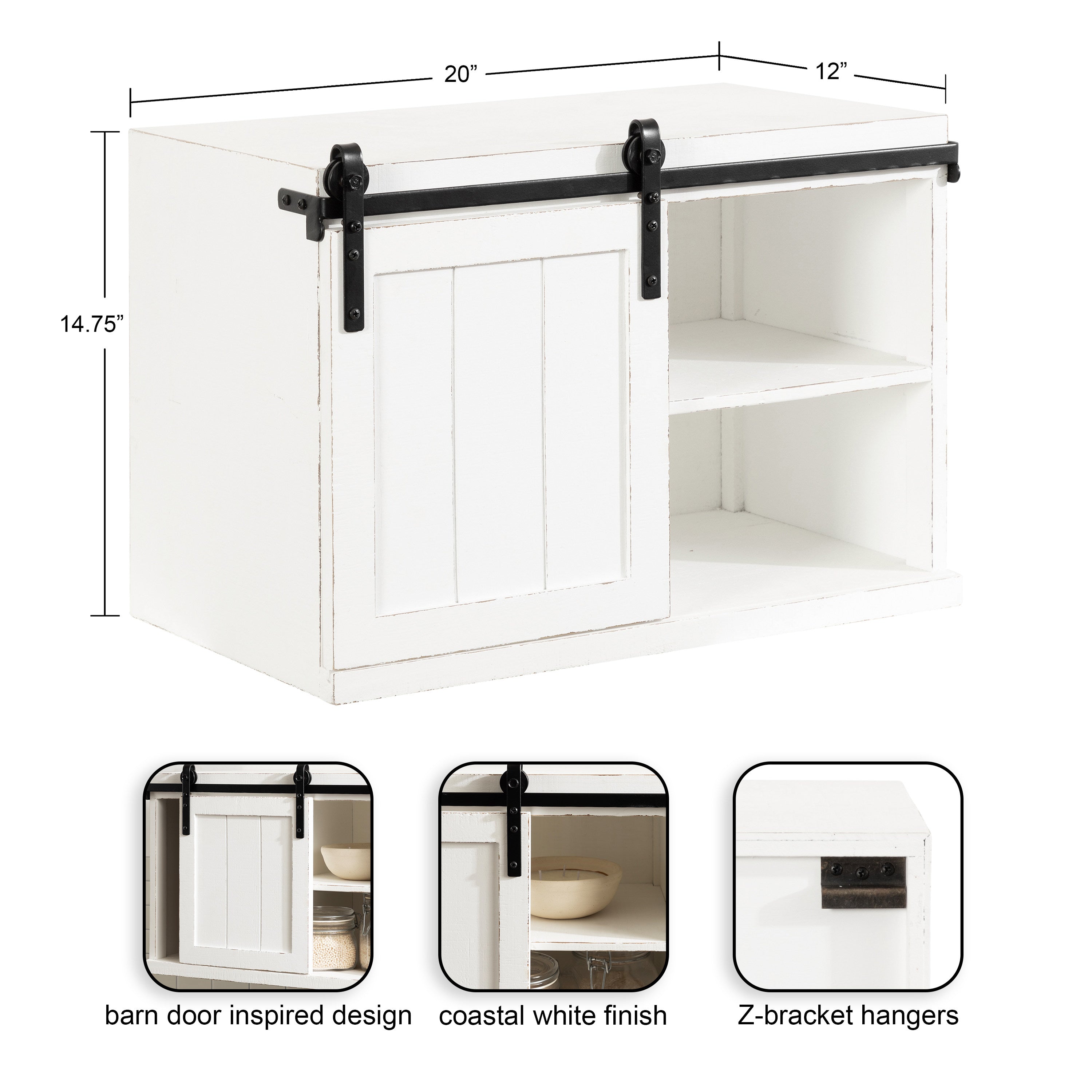 Floating Side Table White 20x12x15 2
