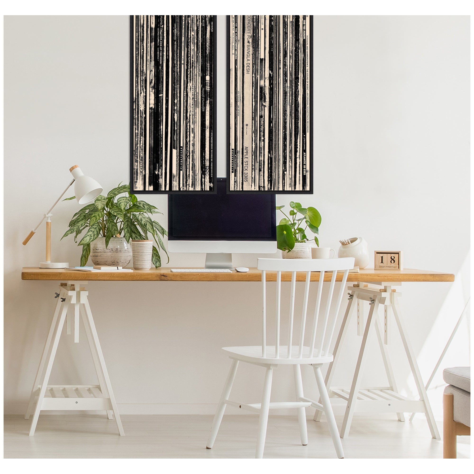 33 RPM Black and White Panel No. 1 & 2 2 Piece Framed Canvas Wall Art Set by Robert Cadloff