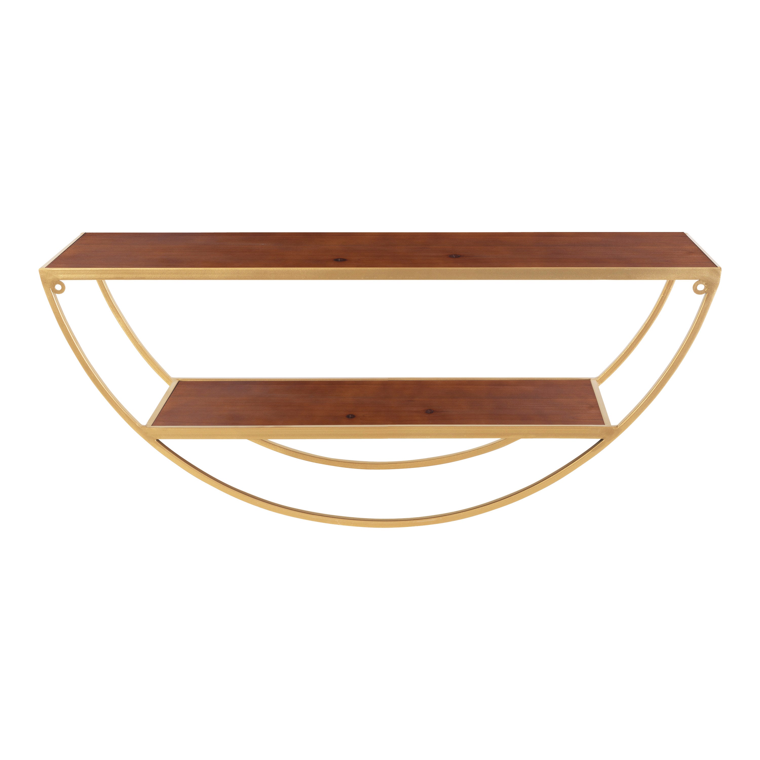 Accent Shelf Walnut Brown Gold 26x11 4