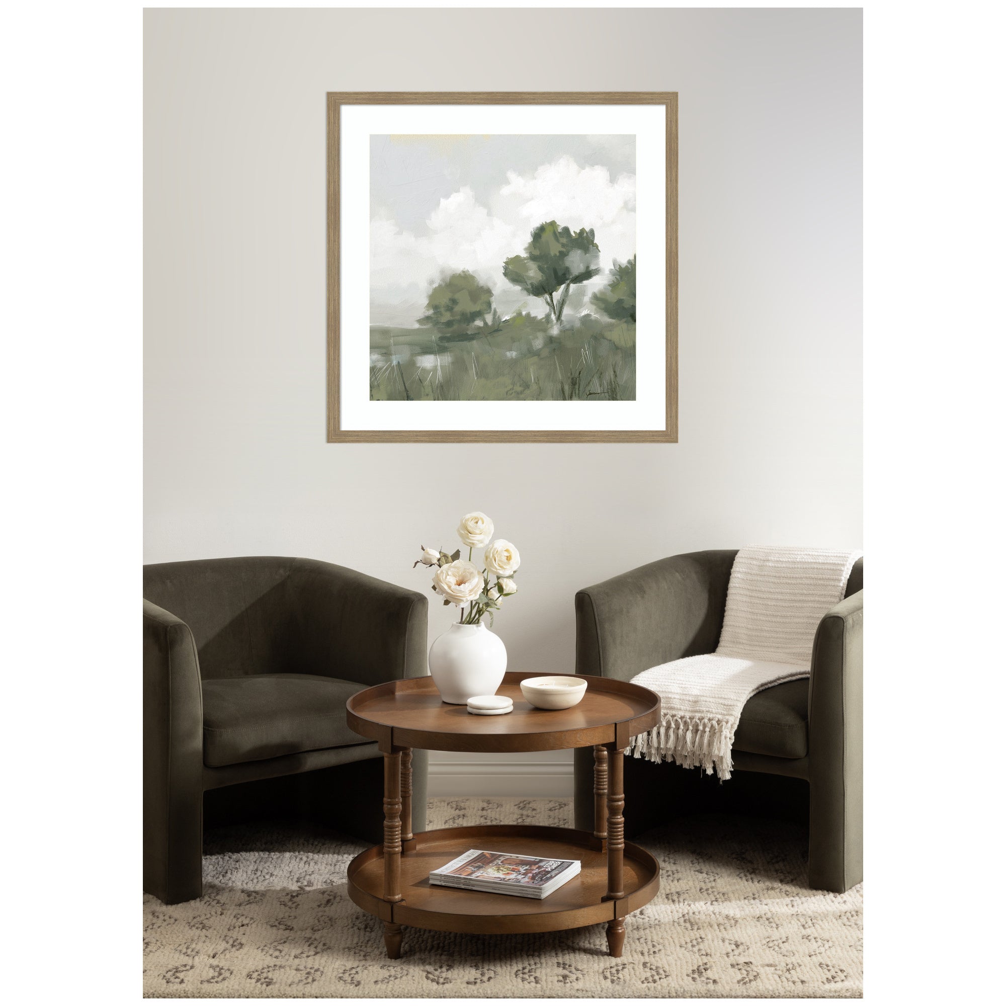Shades of Olive No. 2 by Mary Sparrow Framed Wall Art Print
