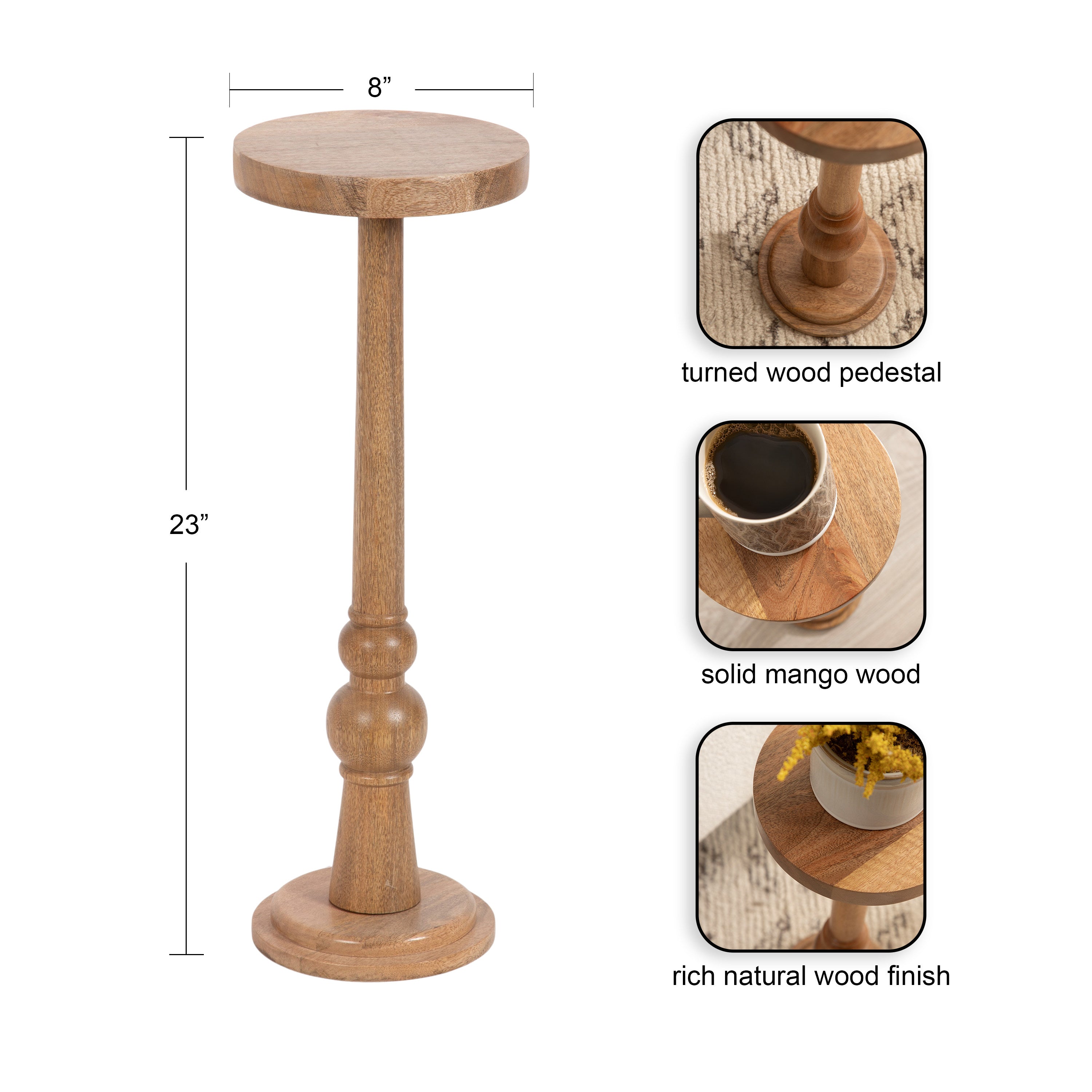 Side Table Natural 8x8x23 2
