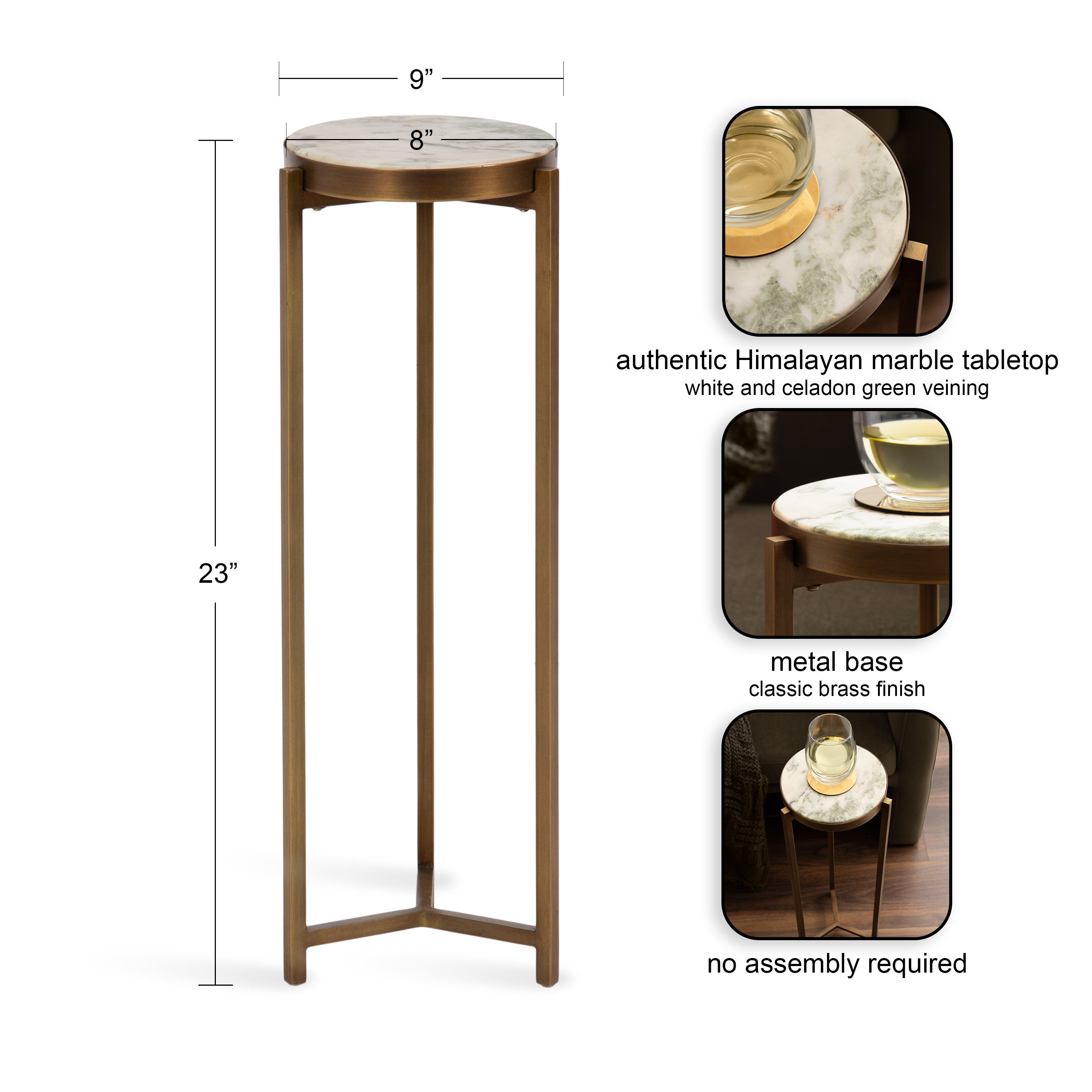 Drink Table Green Gold 9x9x23 2