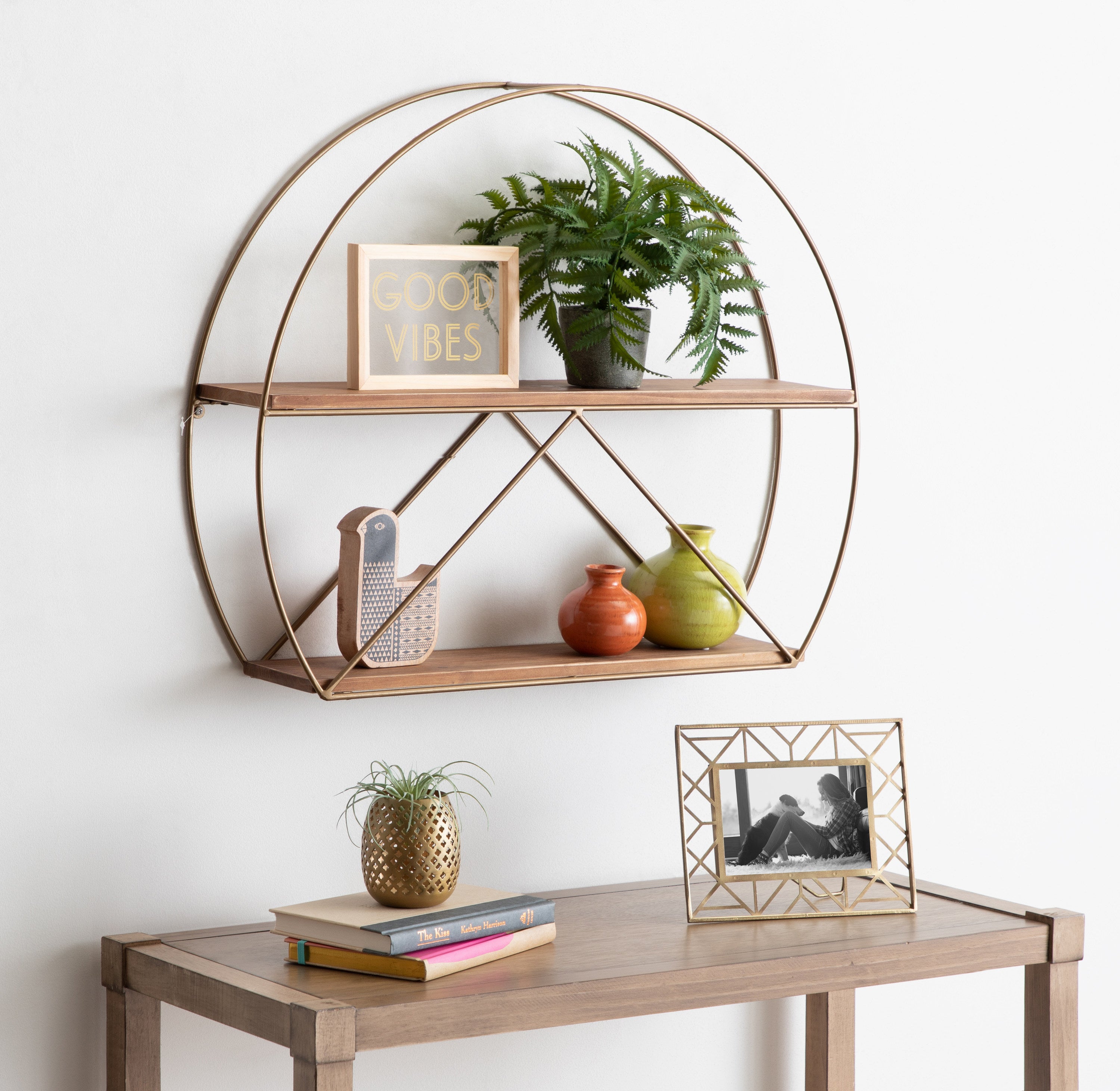 Accent Shelf 26x21 Brown Gold 7