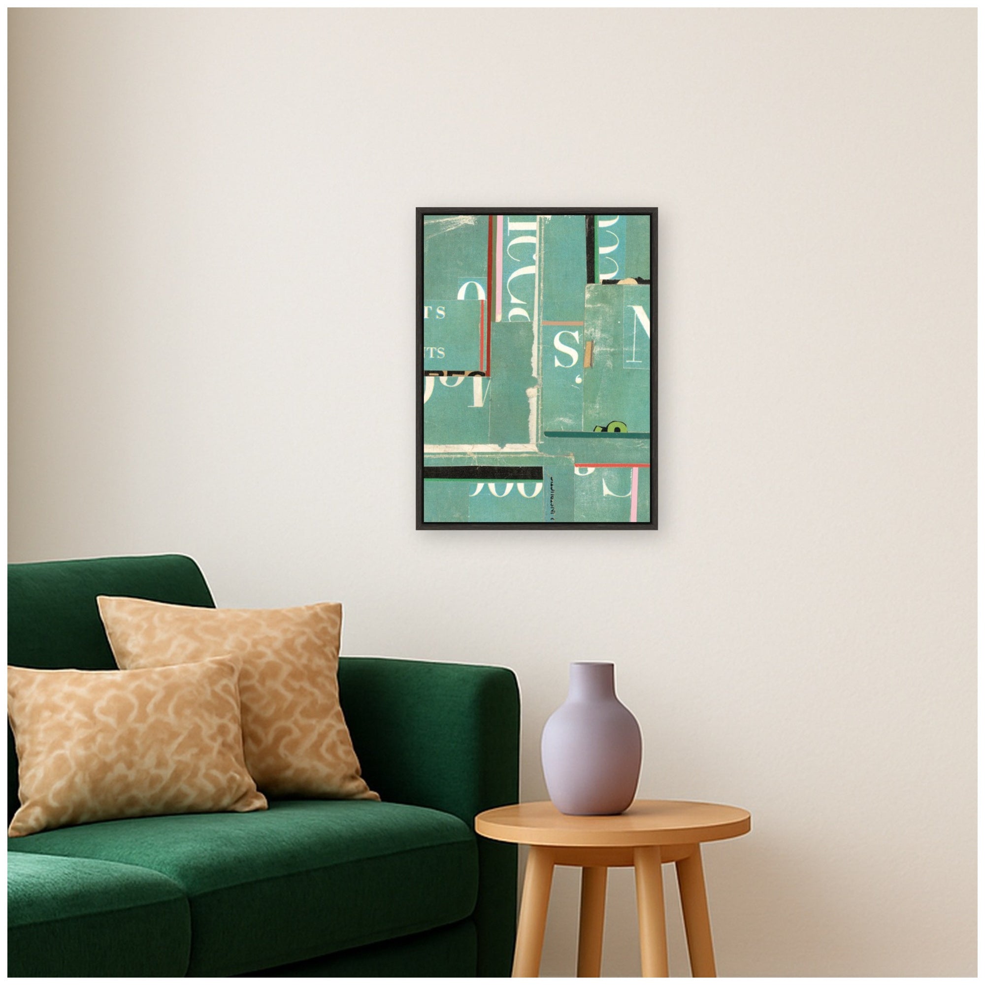 Typography Green FC by Felicia Dadak Framed Canvas Wall Art Print