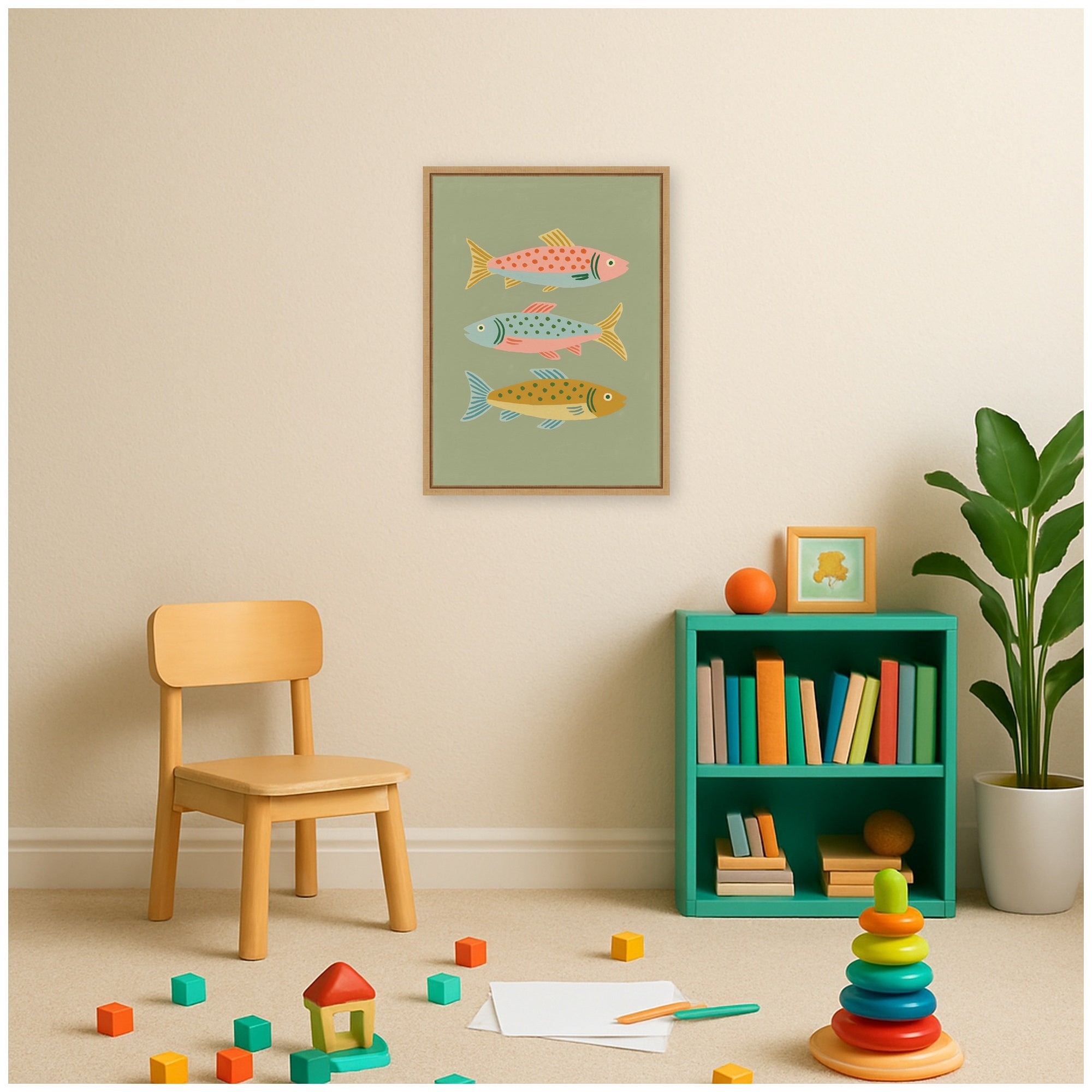 Fishes by Laura Moss Framed Canvas Wall Art Print