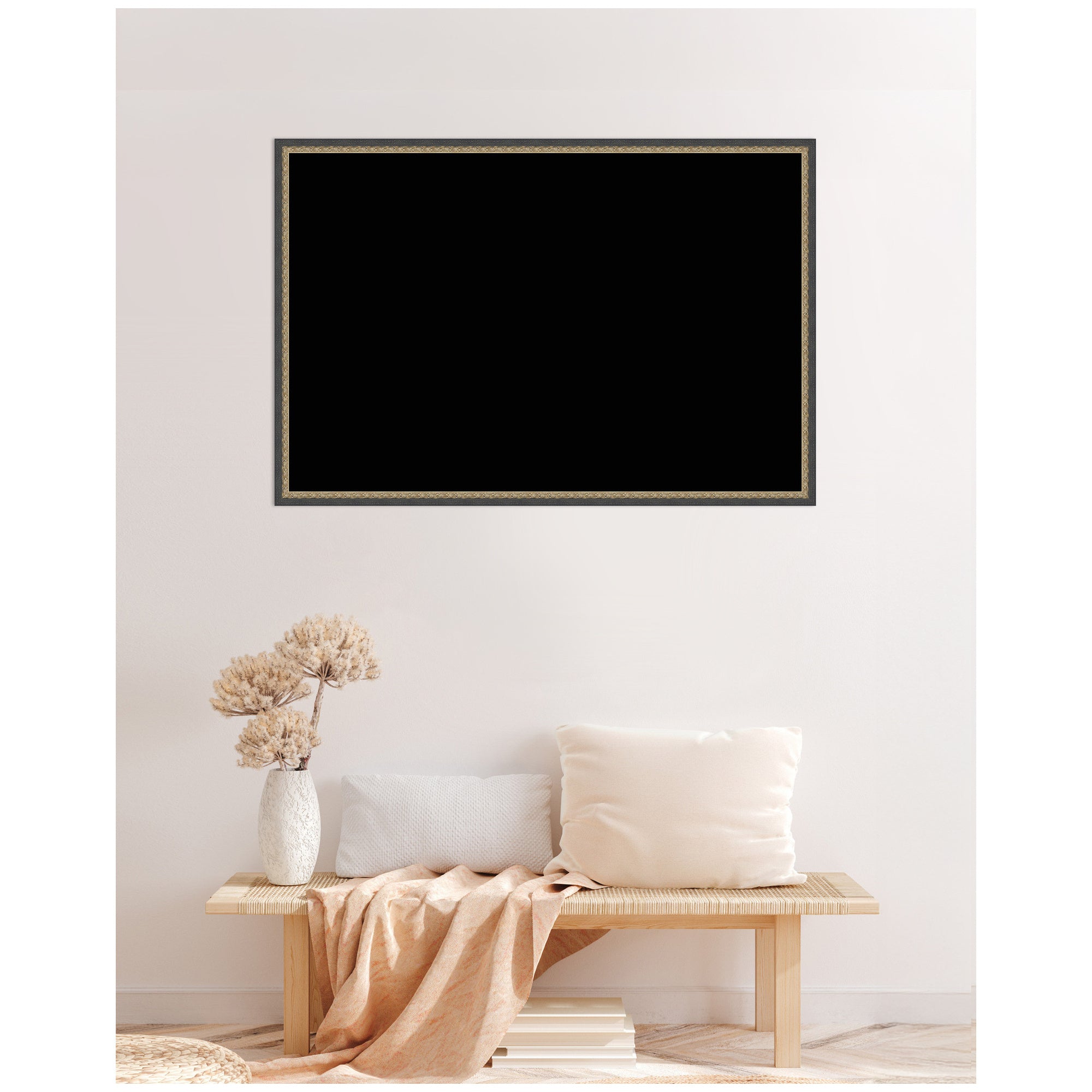 Framed Fabric Pinboard Black Wall Organization