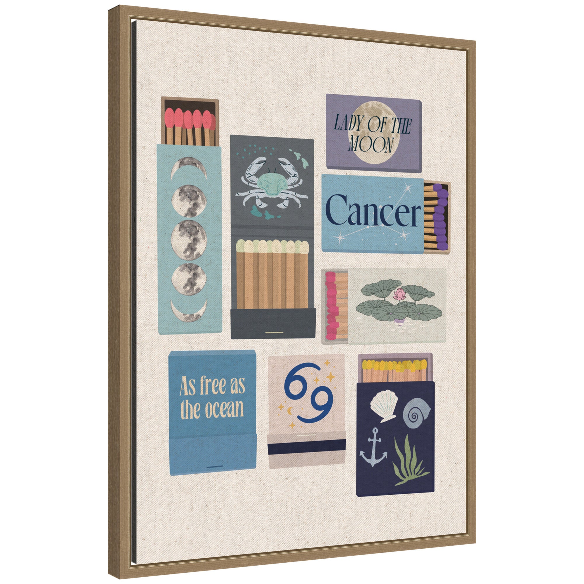 Cancer Matchbook Linen FC by Megan Ryan Framed Canvas Wall Art Print