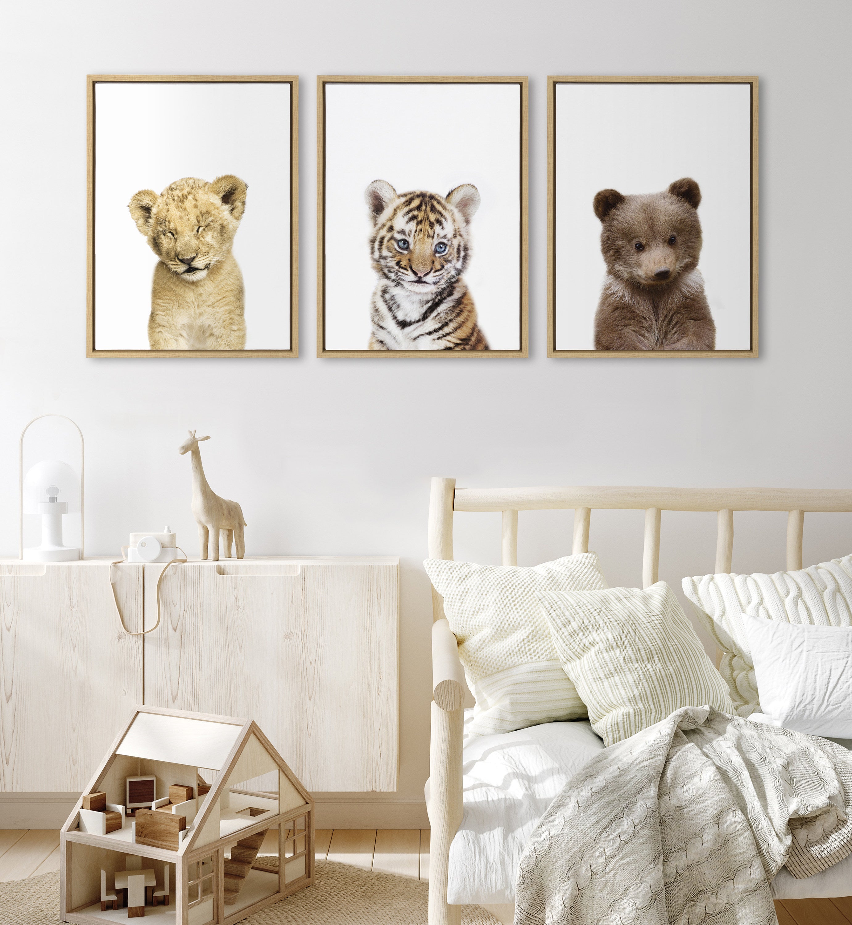Sylvie Lions and Tigers and Bears Framed Canvas Art Set by Amy Peterson Art Studio