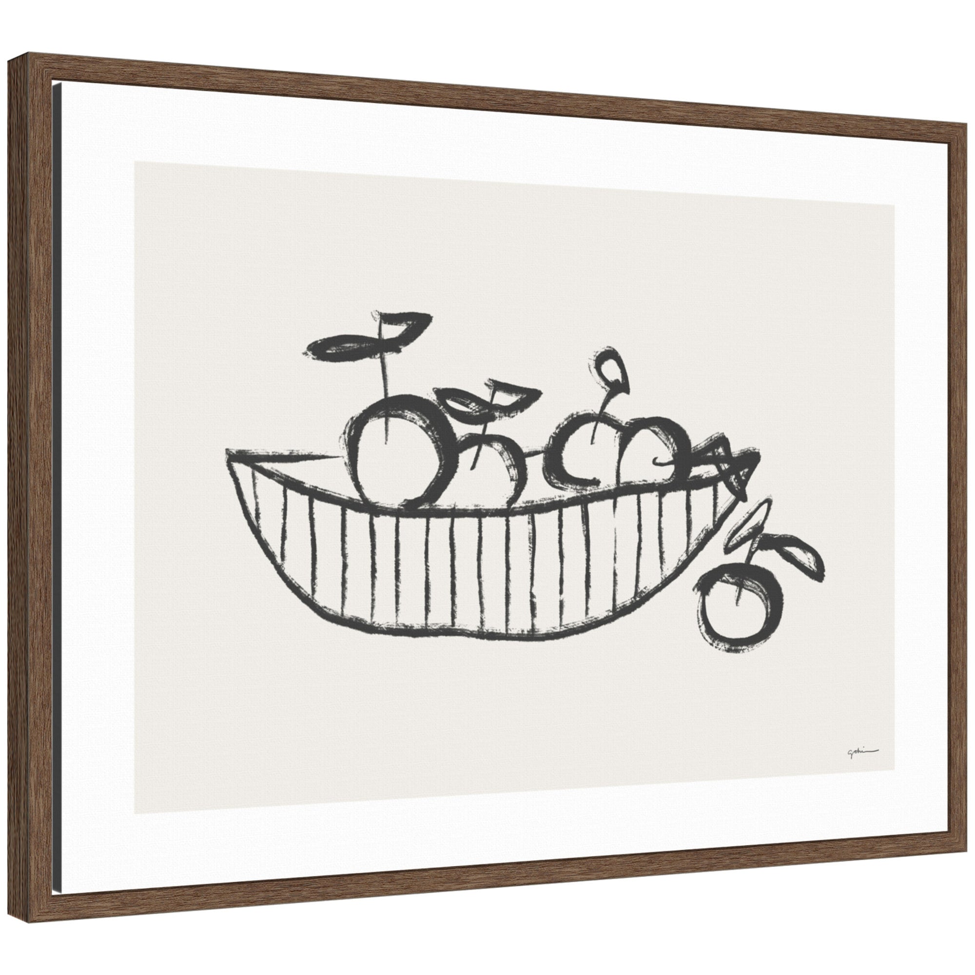 Orange Basket by Gabrielly Guedes Framed Canvas Wall Art Print