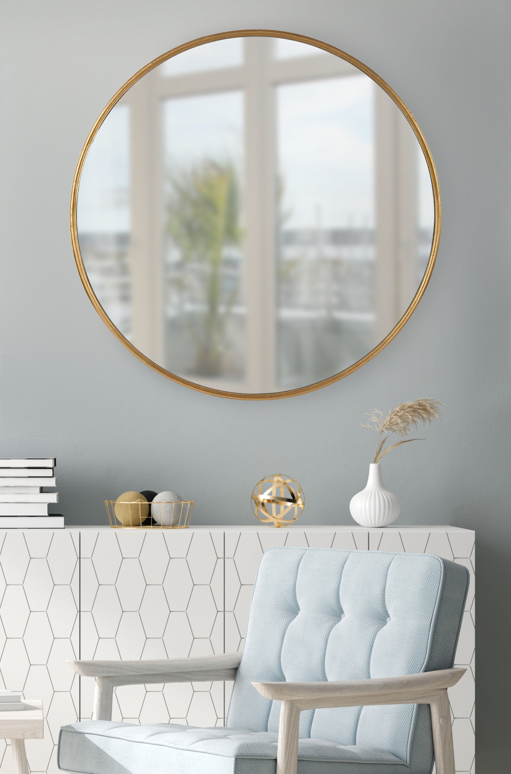 Round Mirror Gold 30" Diameter 6