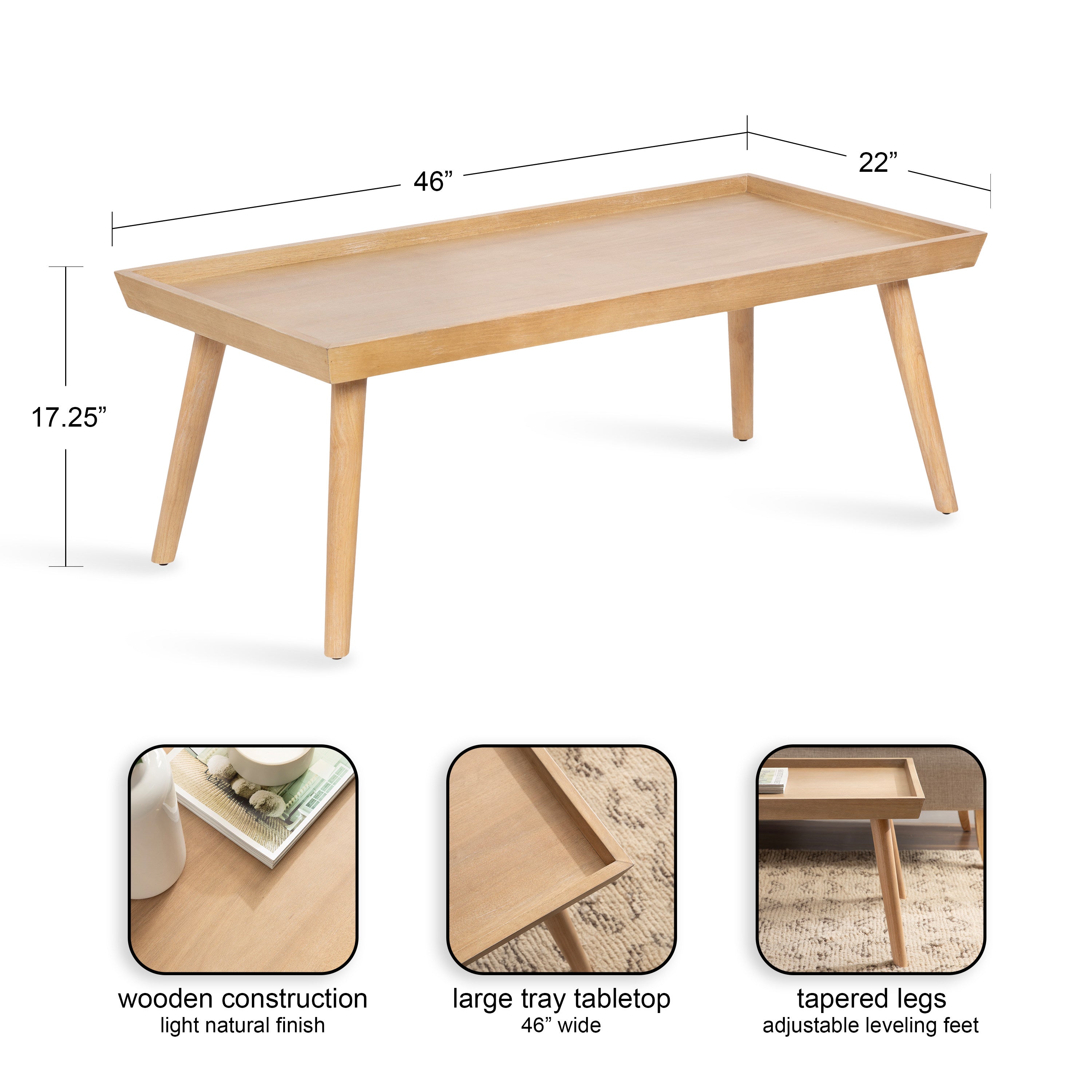 Coffee Table Natural Beige 46x22x17 2