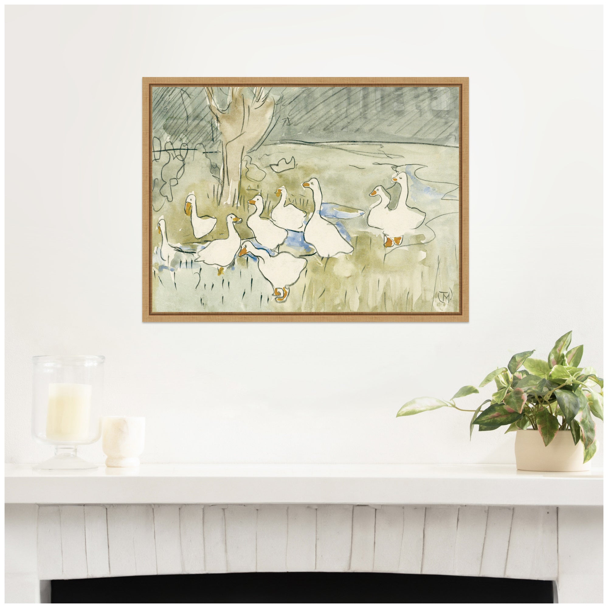 Ducks 1917 Theo van Hoytema by Nostalgia Prints Framed Canvas Wall Art Print