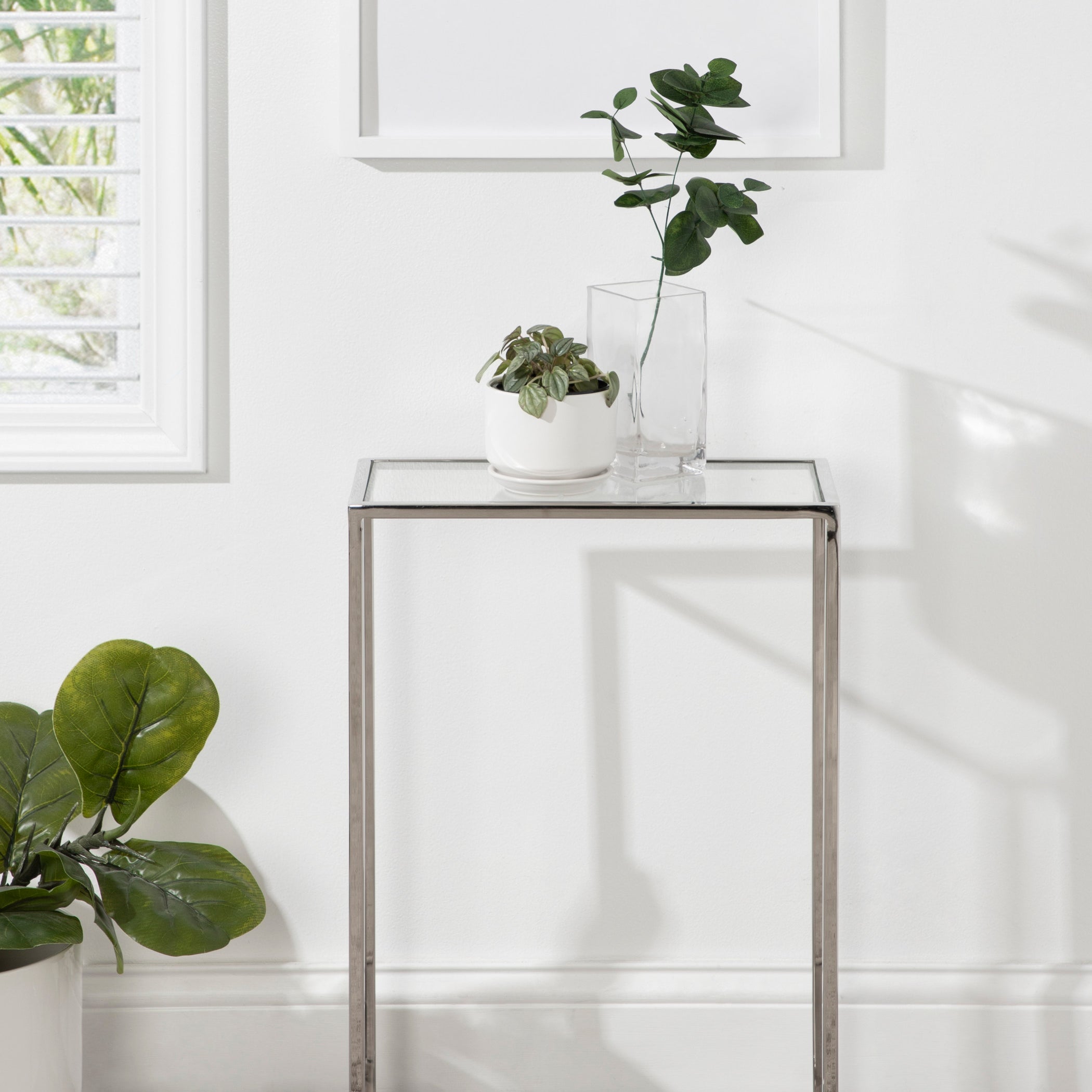 Side Table Clear Silver 16x8x24 5